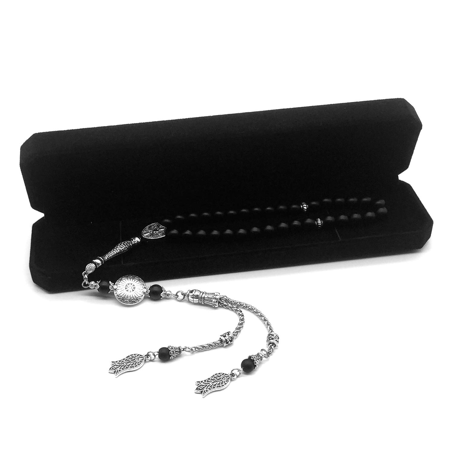 Stylish 8mm Black Matte Agate Prayer Beads - 33 Beads Tasbih, Misbaha, Rosary for Meditation, Stress Relief & Spiritual Practice | Perfect for Muslim, Christian Prayer & Worry Bead Therapy