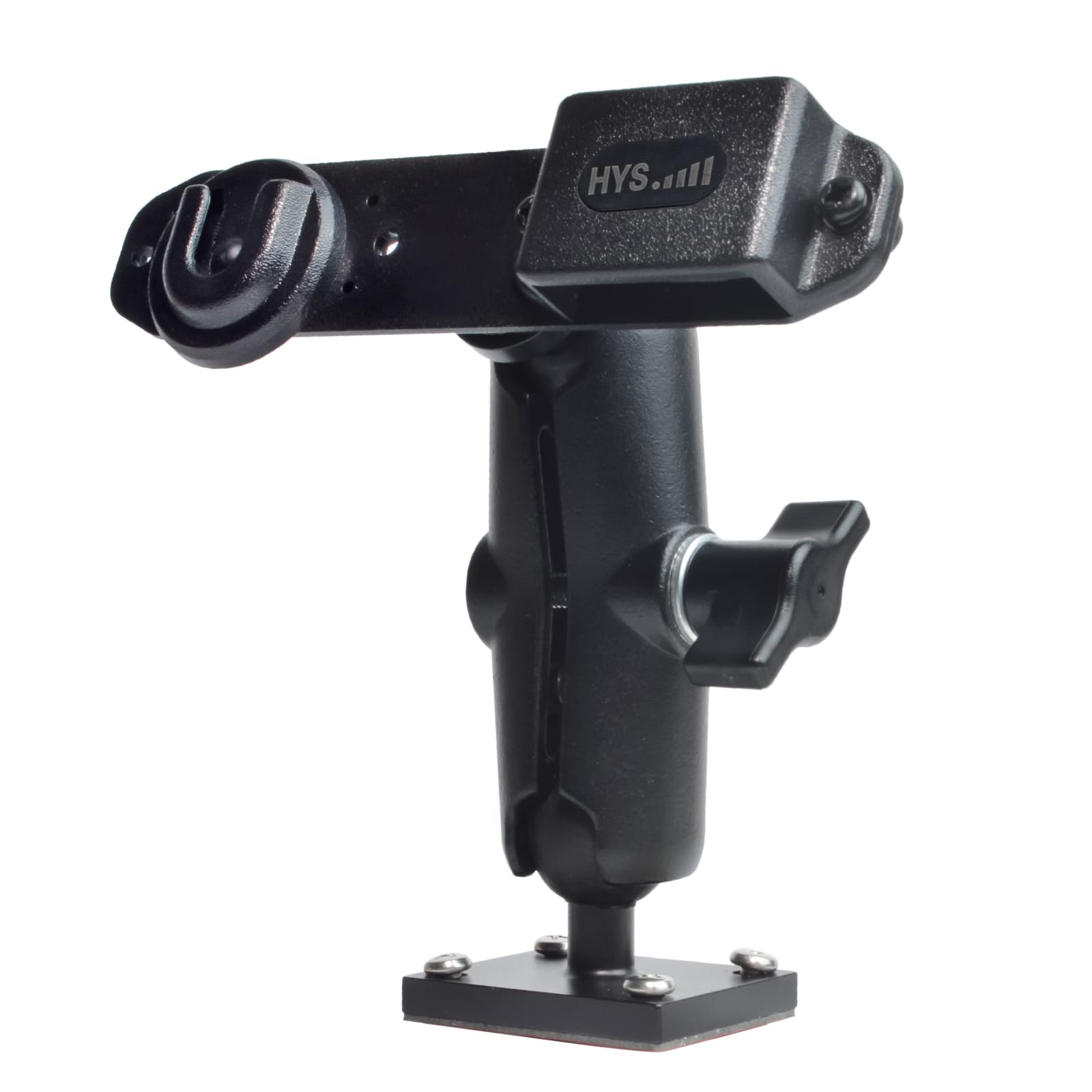 HYS Heavy Duty Drill Base Tablet Holder Mount for Trucks & Vehicles - Aluminum Arm Stand for HT Radios (Motorola SL300, APX6000, APX8000) & CB Radio Mics - Perfect for Police, Construction & Fleet Management Use