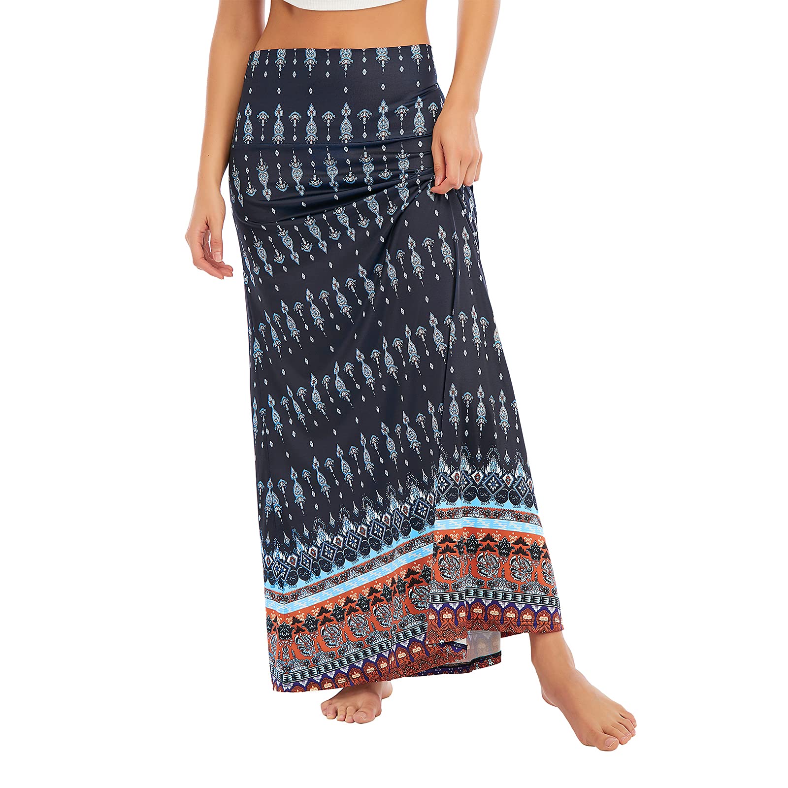 Trendy Women's High Waist Maxi Skirt - Flowy Long Skirt for Women | Perfect for Summer Outfits, Beach Vacations & Boho Fashion