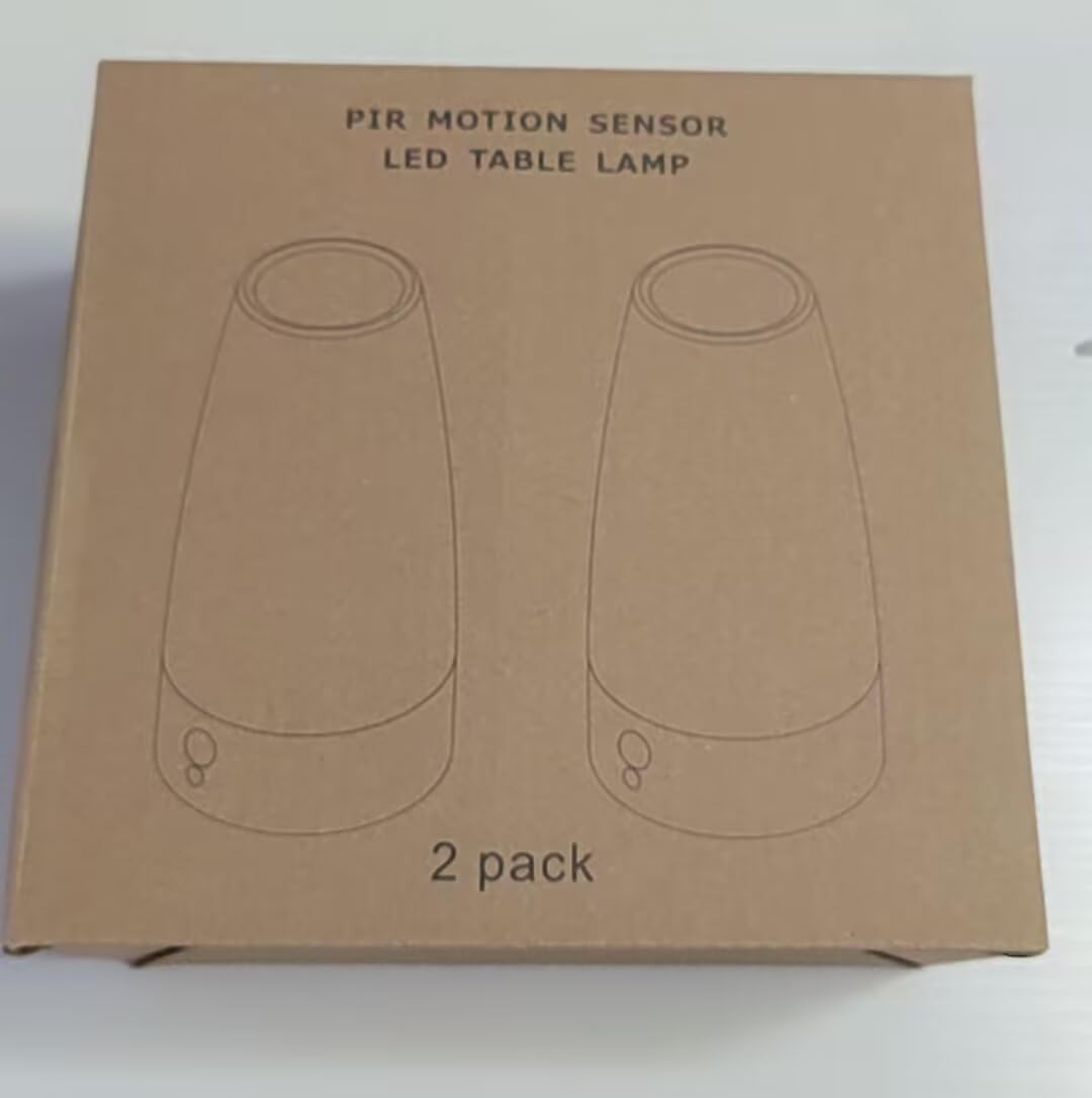 2-Pack Square Retro LED Night Light with Wireless PIR Motion Sensor - Battery Powered Bedside Lamp for Living Room, Bedroom, Bathroom, Hallway & Kitchen - Perfect for Nighttime Safety and Convenience