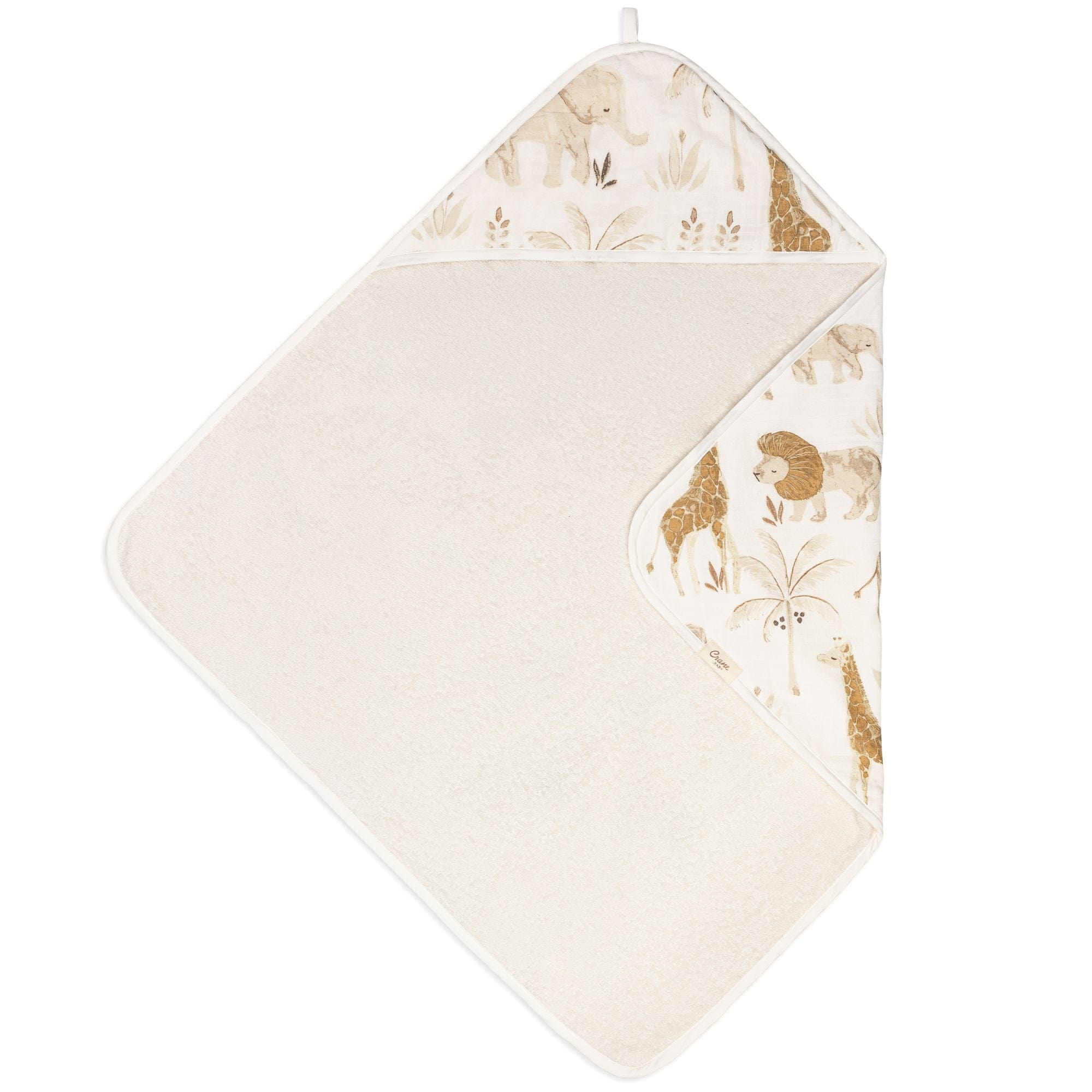 Soft Baby Hooded Towel with Cute Safari Animal Print - Absorbent & Gentle for Newborns & Toddlers - Perfect for Bath Time, Swimming & Beach Outings