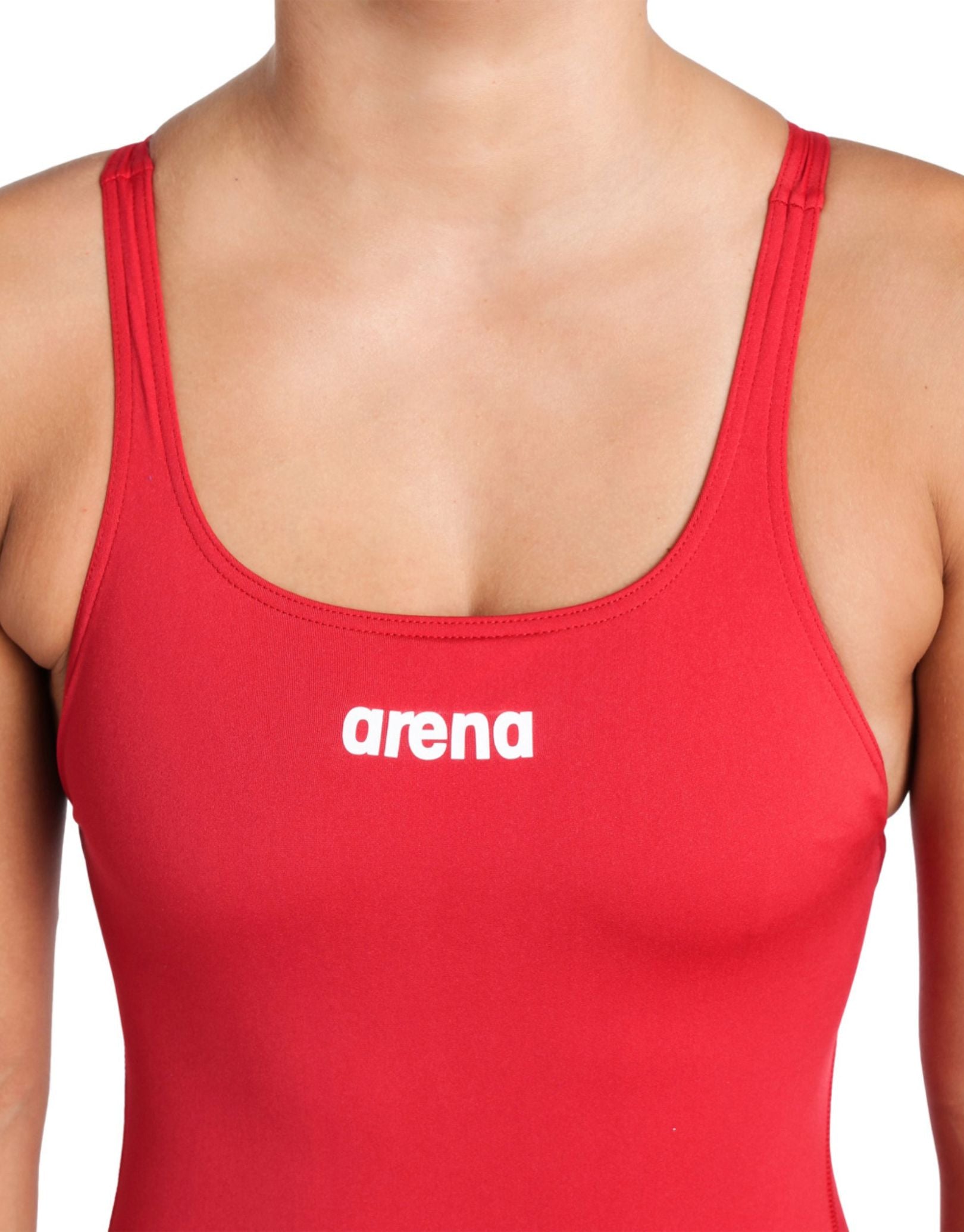 Team Swim Pro Solid Performance Swimsuit for Competitive Swimming - Red/White - Ideal for Swim Meets, Training & Water Sports