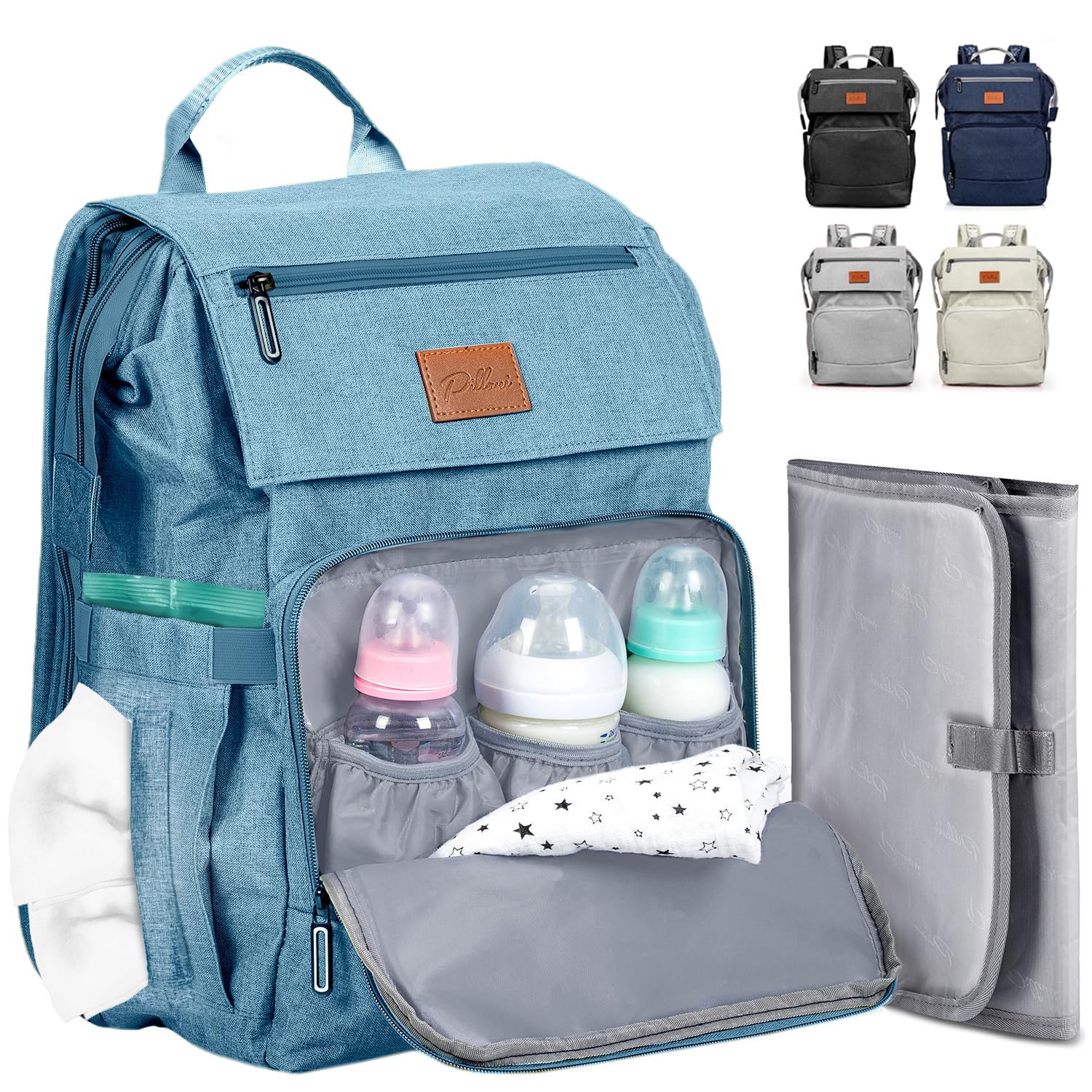 **PILLANI Baby Diaper Backpack - Large Travel Diaper Bag for Boys & Girls with Changing Pad - Perfect for Baby Registry, Baby Shower Gifts & Newborn Essentials - Ideal for Daycare, Travel & On-the-Go Parents**
