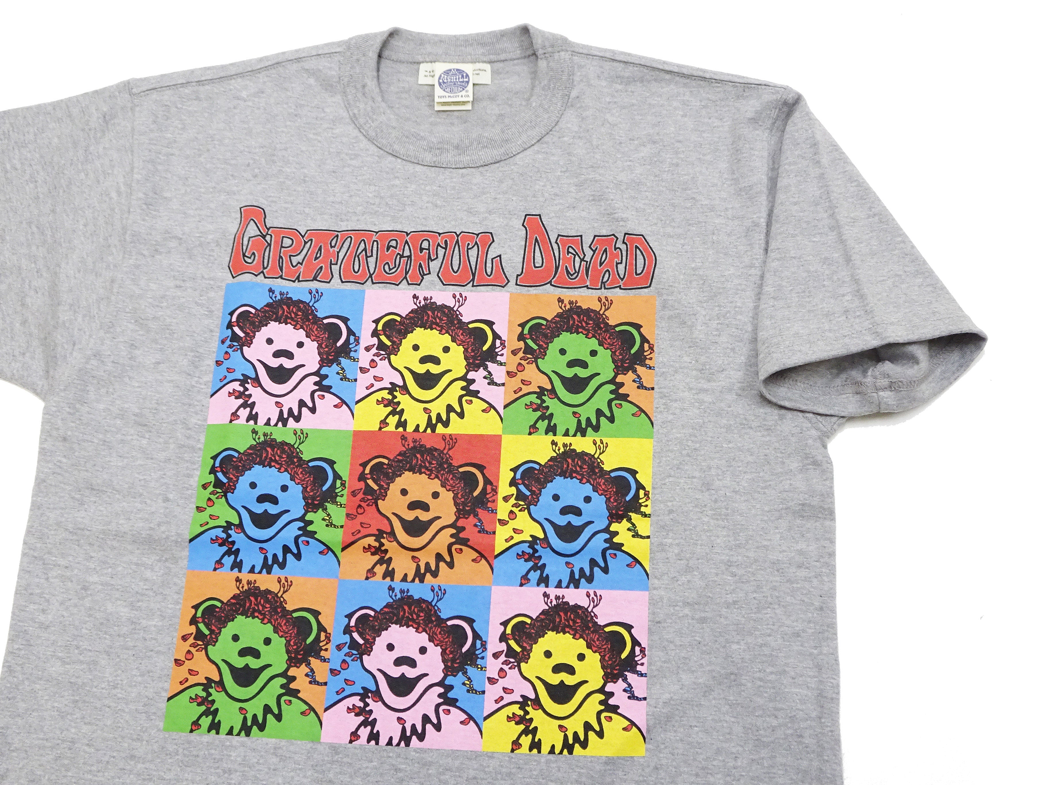 TOYS McCOY Men's Grateful Dead Dancing Bears Short Sleeve T-Shirt | Raw/Unwashed Loopwheel Tee | TMC2315-021 Heather Gray | Vintage Band Merch for Concerts & Casual Wear