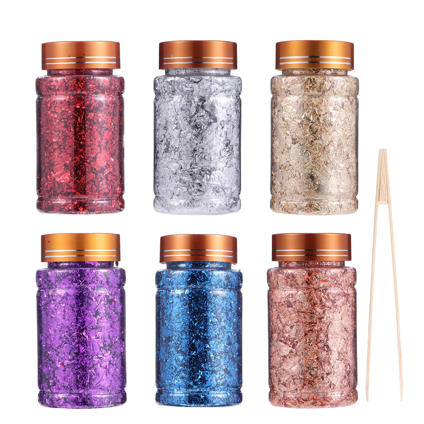 EXCLUZO 1 Set Nail Art Flakes with Tweezer - Irregular Metallic Foil Nail Chips for Manicure - DIY Nail Decoration Supplies for Women - Perfect for Parties, Weddings & Special Occasions