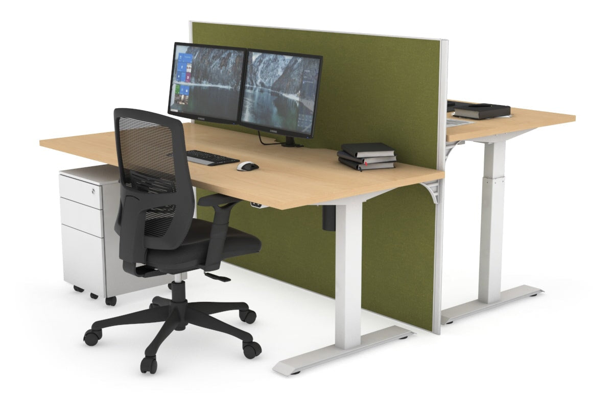 Height Adjustable 2 Person Workbench - 1600L x 800W with Cable Management - Perfect for Office, Workshop & Collaborative Workspaces