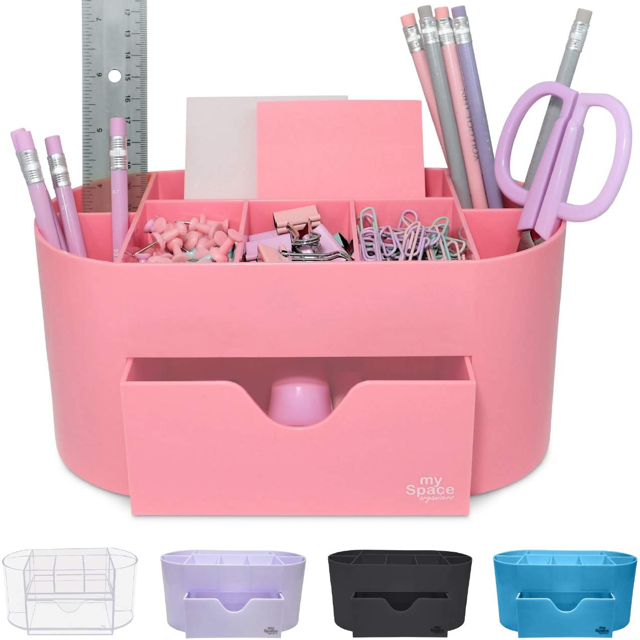 Pink Desk Organizer for Office Supplies - Stylish Pen Holder & Desktop Organizer for Home, Office, School & College Dorm - Perfect for Study, Work & Organization (Pink)