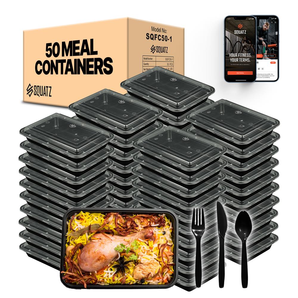 Microwave-Safe Food Storage Containers with BPA-Free Utensils - Reusable Meal Prep Containers for Office Lunch, Picnics & Meal Delivery Services
