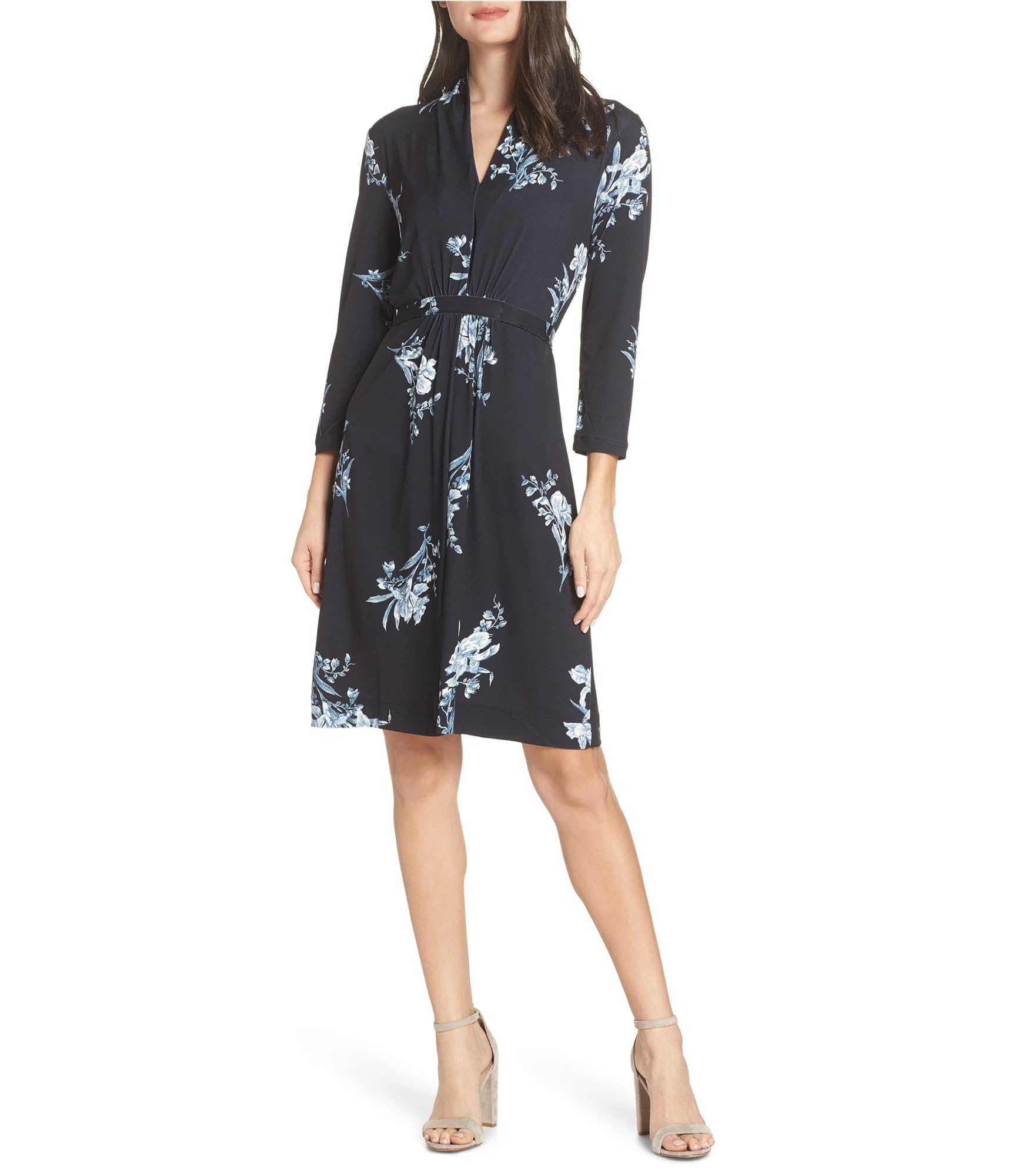 French Connection Women's Floral Jersey Dress - Black Size 12 | Elegant Summer Dress for Parties, Weddings & Casual Outings