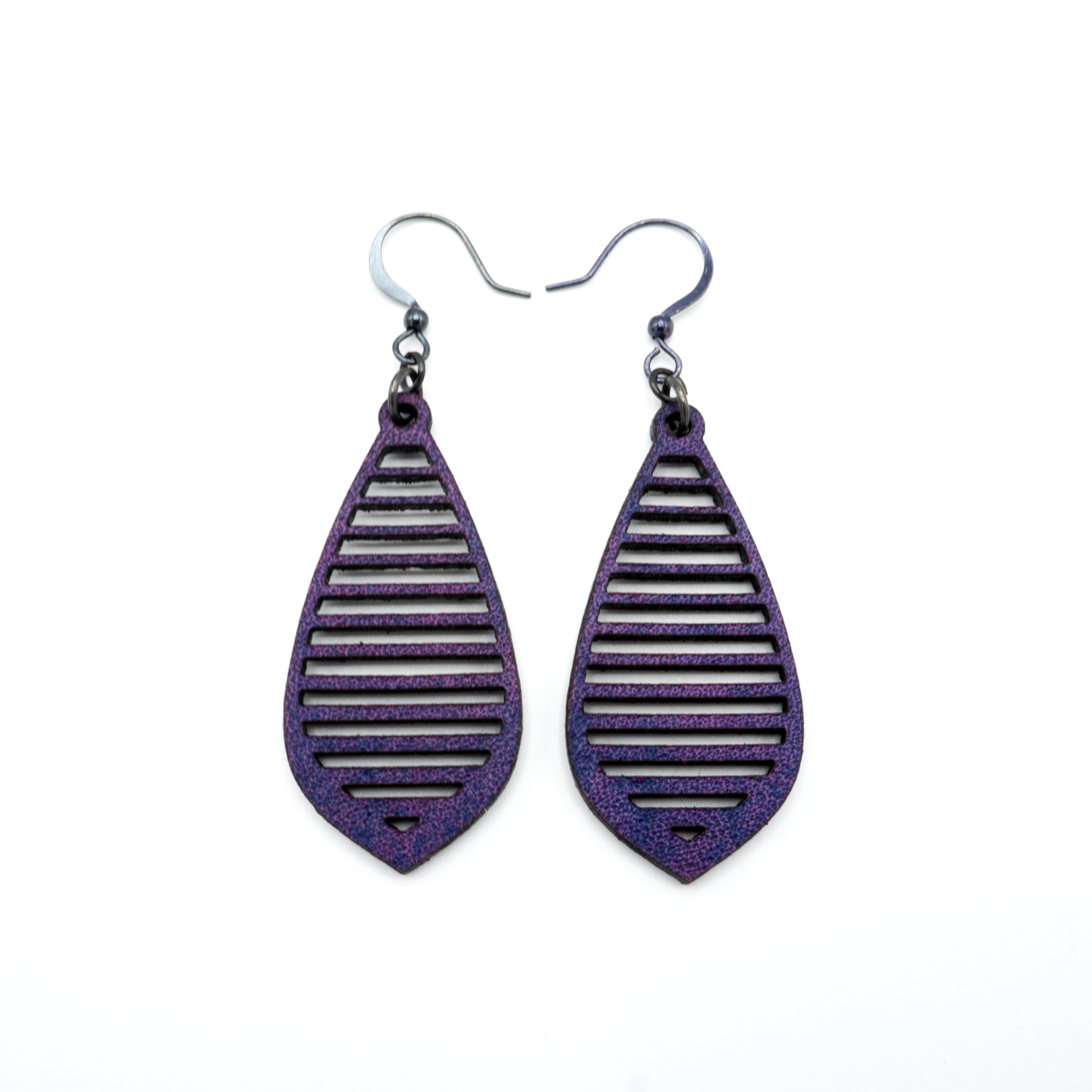 Gem Point 10 [S] Purple Leather Earrings for Women - Boho Chic Handmade Dangle Earrings for Casual Wear, Parties & Special Occasions