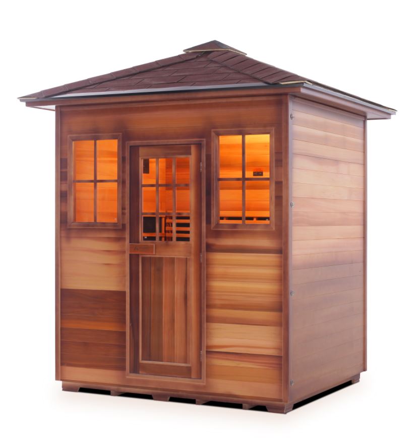 Enlighten Sauna Sapphire 4-Person Infrared & Traditional Home Sauna - H 16378 | Perfect for Home Spa, Relaxation & Detox