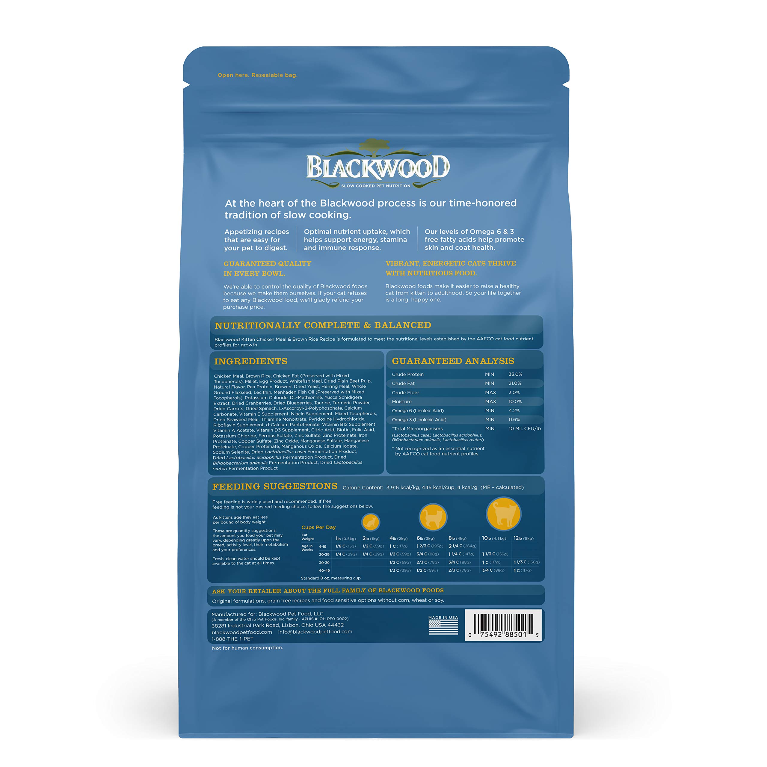 Premium Blackwood Kitten Food - Chicken Meal & Brown Rice Recipe, 6kg (13.2 lb) | High Protein Dry Cat Food for Growing Kittens | Perfect for Indoor & Outdoor Cats | Made in USA