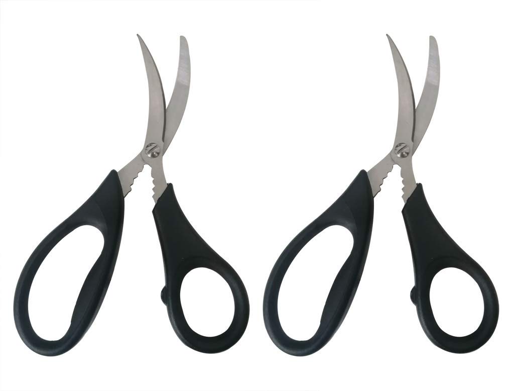 Premium Stainless Steel Shrimp Deveiner Scissors - 2 Pack Kitchen Tool for Lobster, Crawfish, Prawns & Crab Legs | Easy Seafood Cleaning & Cracking | Perfect for Home Cooking, Restaurants & Outdoor BBQs