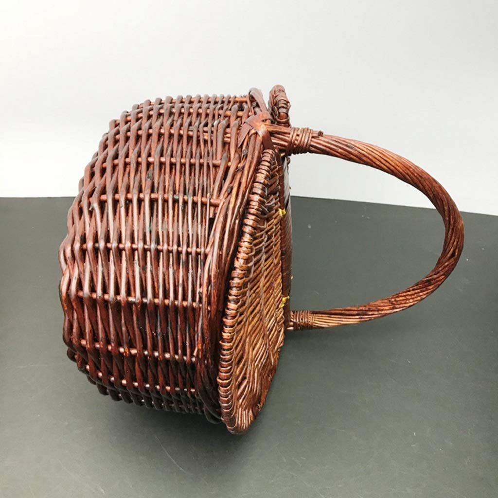 Large Capacity Wicker Picnic Basket for 2 - Insulated Cooler with Handles, Portable Covered Storage for Outdoor Picnics, Beach Trips & Romantic Dates - Perfect Gift for Couples, Boys & Girls