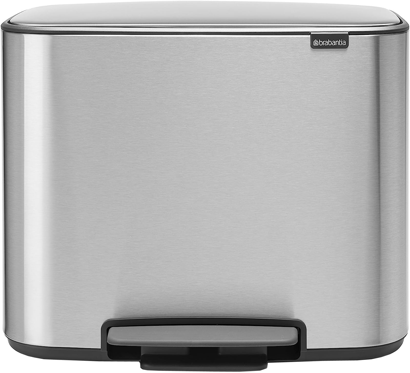 Brabantia Bo Step-On Pedal Trash Can - 3 & 6 Gallon Dual Compartment Waste & Recycling Bin with Removable Inner Buckets (Matt Steel) - Perfect for Kitchen, Office & Bathroom Organization