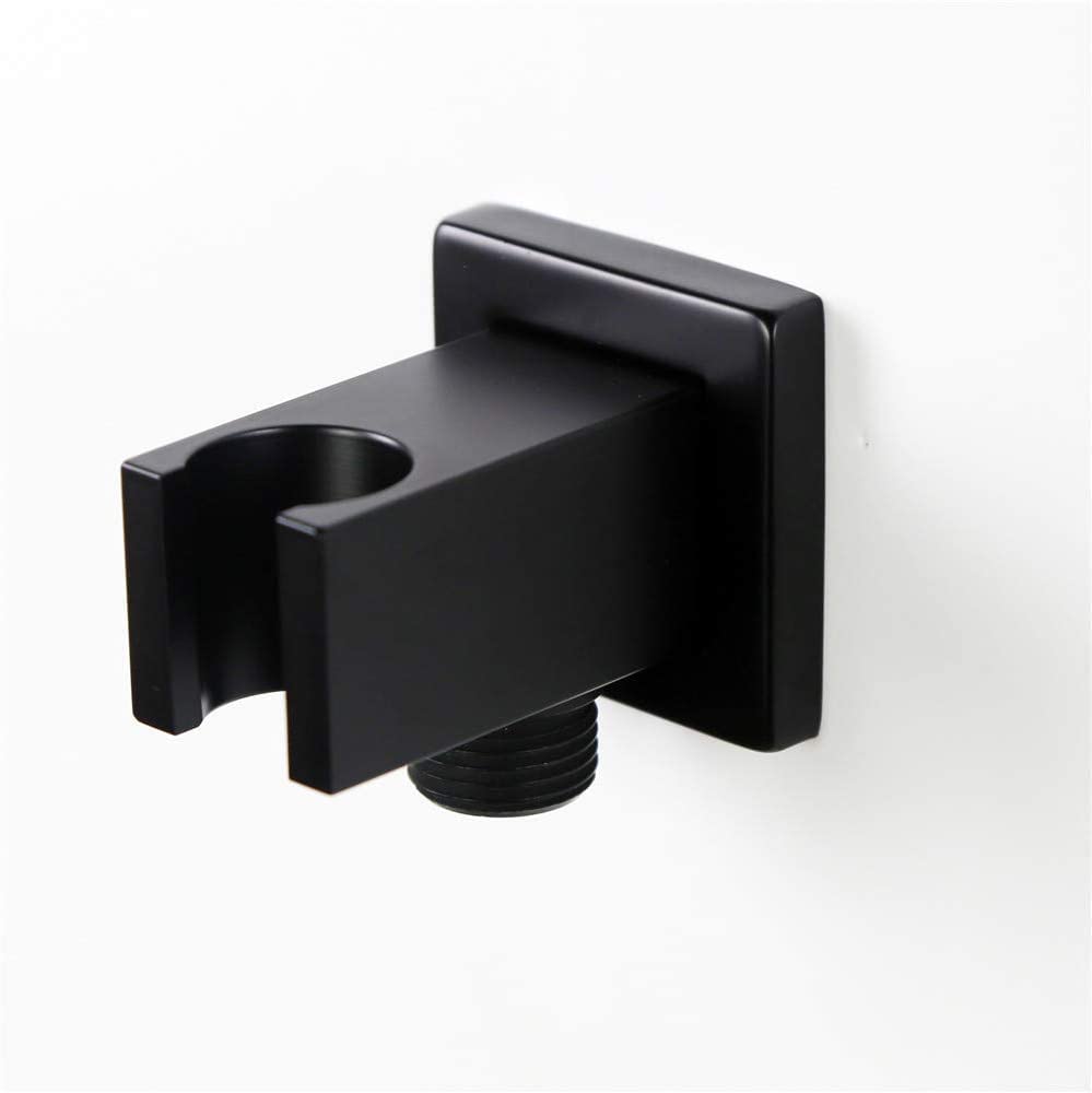 Wall Mount Shower Wand Holder with Hose Connector - Matte Black Handheld Shower Head Bracket for Bathroom & Shower System | Perfect for Spa-Like Experience & Easy Shower Cleaning
