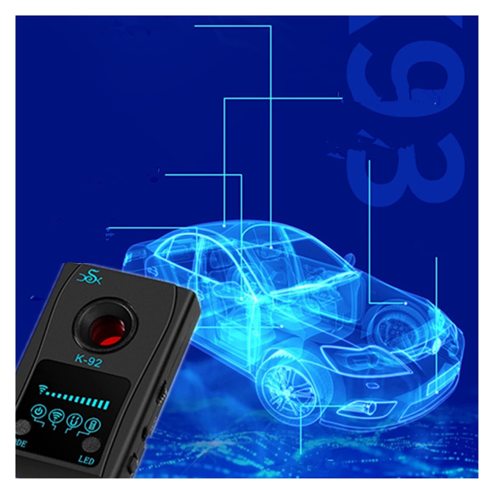 Long Range Car Radar Detector with GPS Tracker & Anti-Eavesdropping Scanner - Hidden Wiring Detector, Bug Finder & Driving Aid for Enhanced Security (Perfect for Road Trips, Fleet Monitoring & Personal Safety)