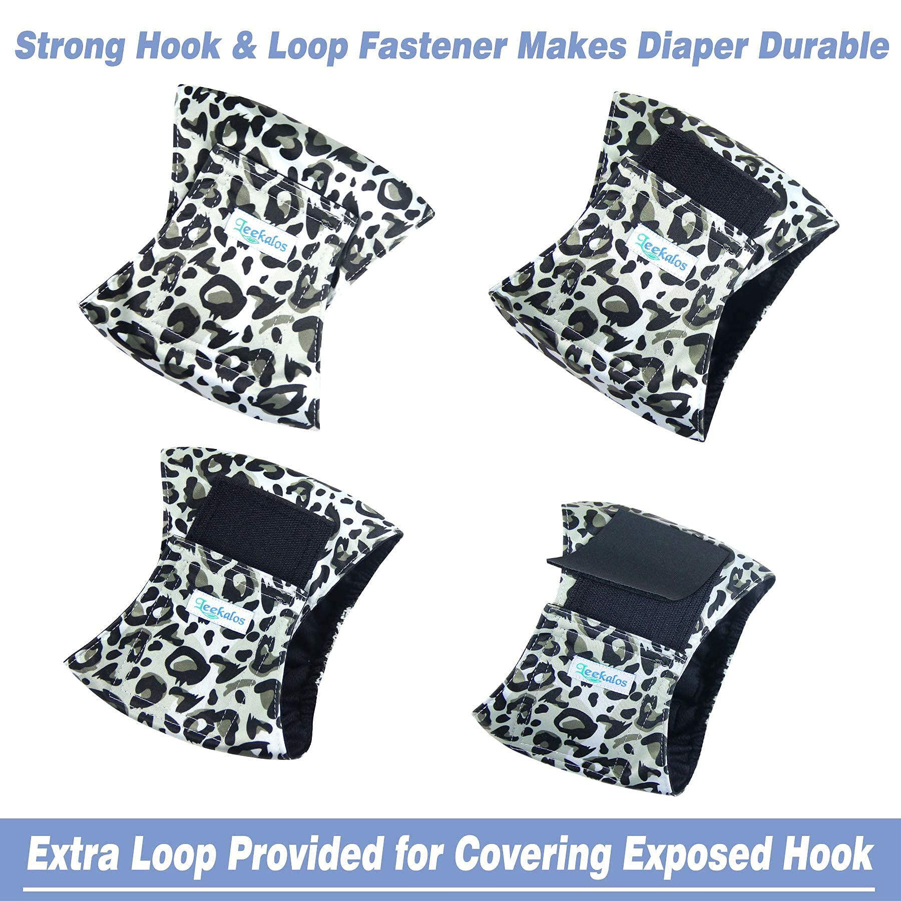 Leekalos Washable Reusable Male Dog Diapers - 3 Pack XX-Large Leopard Print Belly Bands for Incontinence, Marking & Travel | High Absorbency Pet Wrap for House Training & Senior Dogs