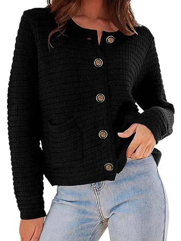 Women's Round Neck Cardigan Sweater - Soft & Comfortable Knit Pullover for Casual Wear, Office & Layering
