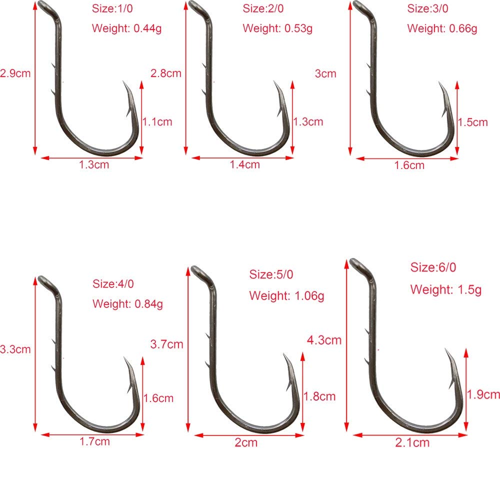 50pcs Barb Octopus Jig Hooks 1/0-6/0 for Saltwater Fishing