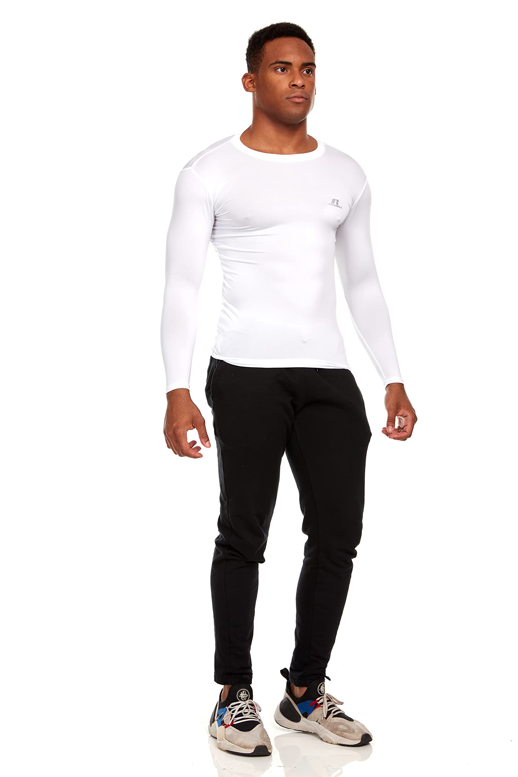 Russell Athletic Men's Long-Sleeve Compression Top - Lightweight Performance Shirt for Running, Workout & Training - Moisture Wicking & Breathable for Gym, Sports & Active Lifestyle