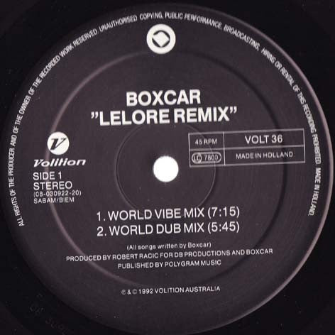 Boxcar Lelore Remix VOL36 675003630 Volition PIAS Holland - Electronic Dance Music Vinyl Record for DJs & Music Collectors