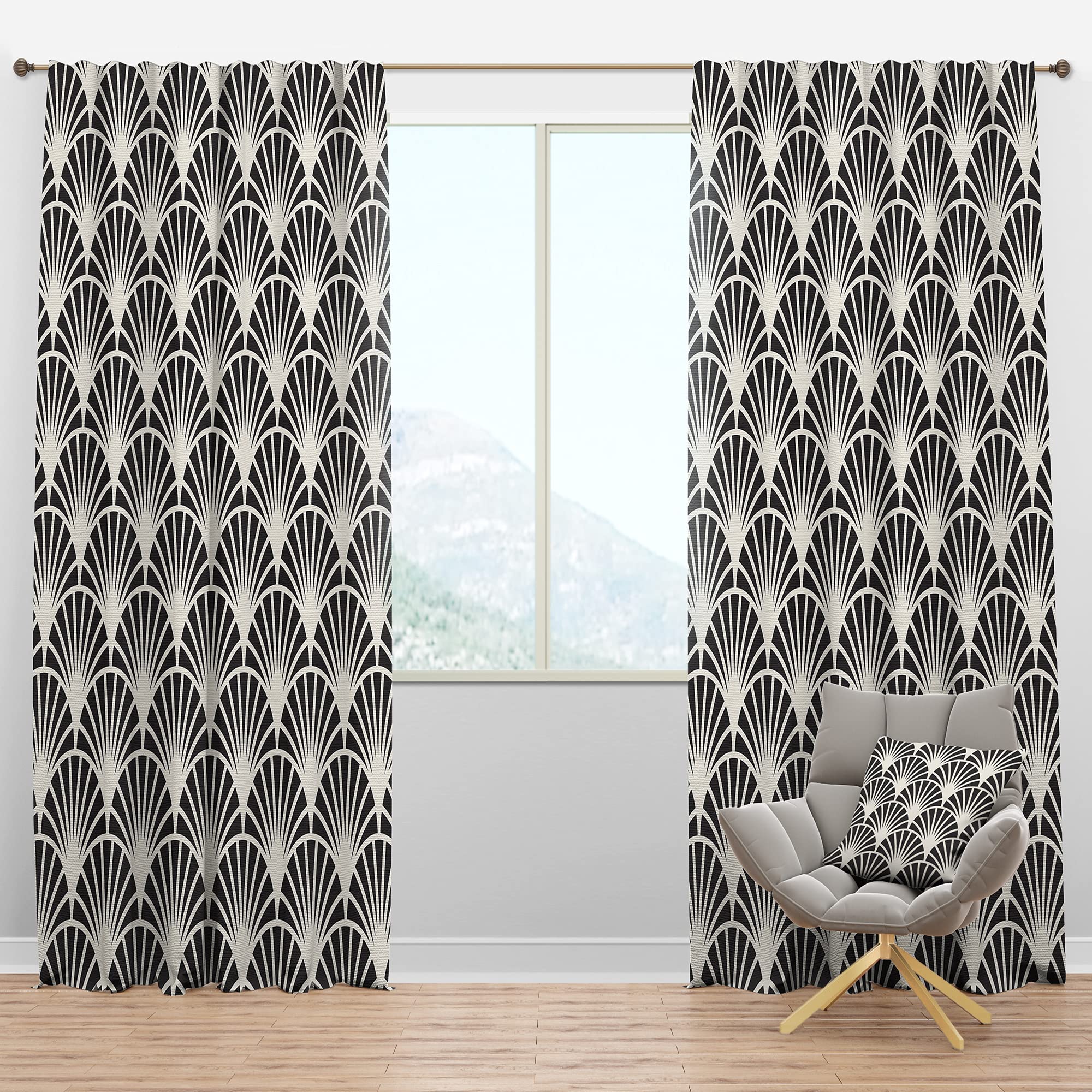 Retro Art Deco Wave Blackout Curtains - Thermal Insulated Single Panel (52x84) for Bedroom & Living Room - Perfect for Home Theater, Nursery & Light Sleepers