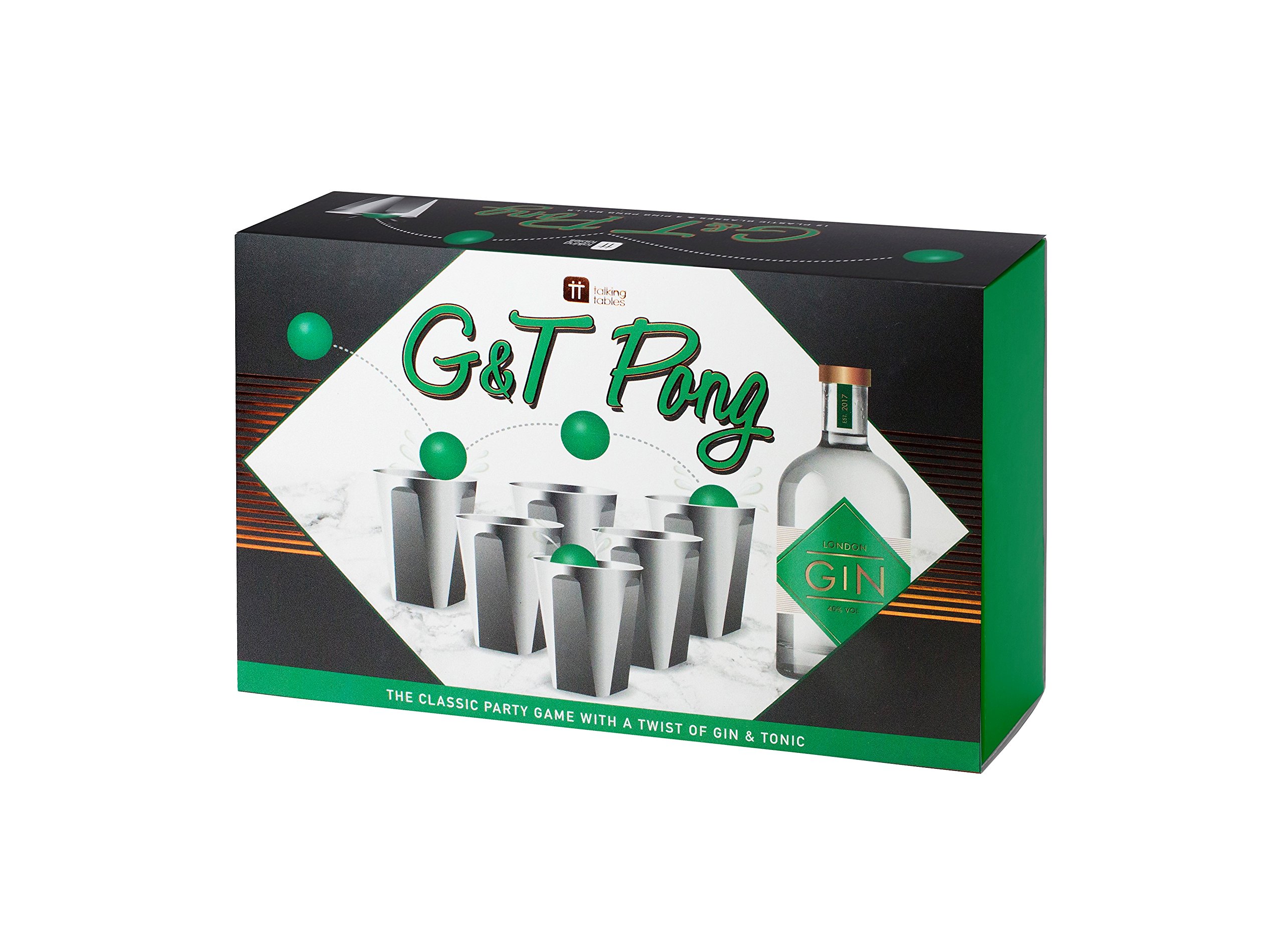 Talking Tables Gin & Tonic Drinking Game Set - Fun Adult Party Game for Social Gatherings, Girls Night Out & Bachelorette Parties