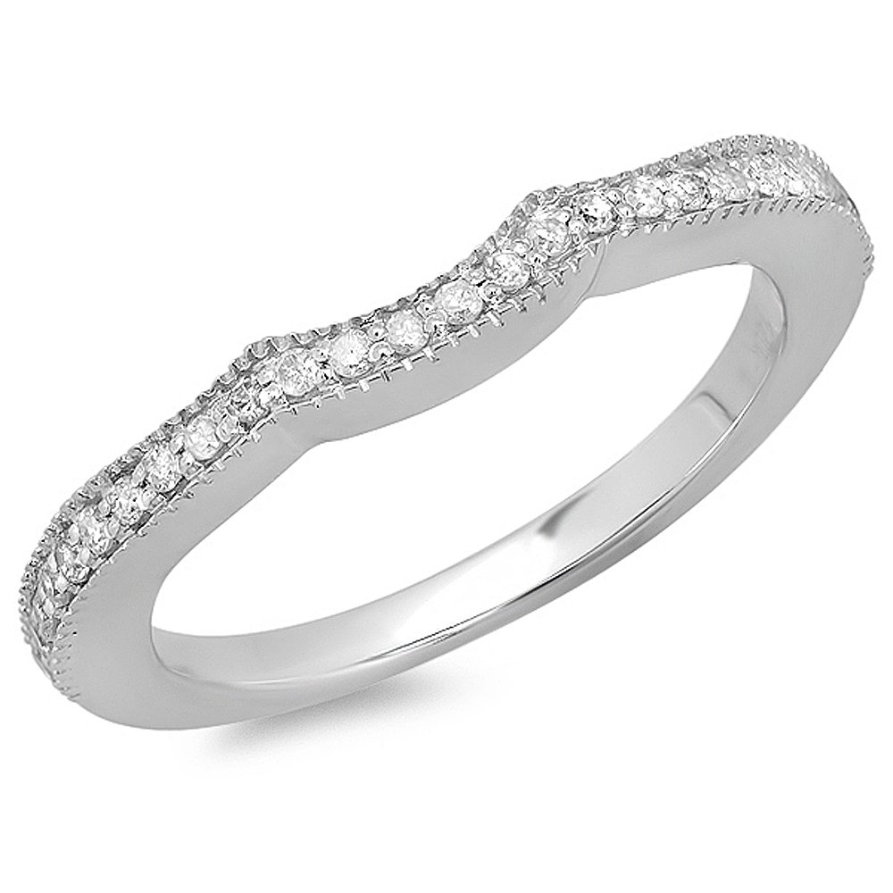 Dazzlingrock 14K White Gold 0.15 Carat Round Diamond Women's Wedding Band Stackable Ring - Perfect for Anniversary Gifts, Bridal Jewelry & Everyday Elegance