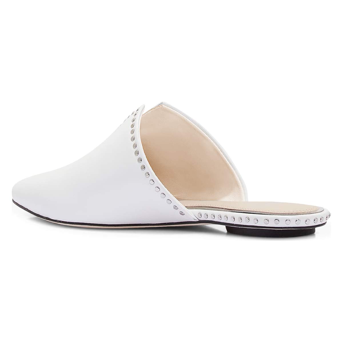 FSJ Women's Studded V-Cut Mule Slippers - Pointed Toe Low Heel Slide Sandals, Backless Casual Shoes for Women (US Size 4-15) | Perfect for Home, Office & Summer Outfits