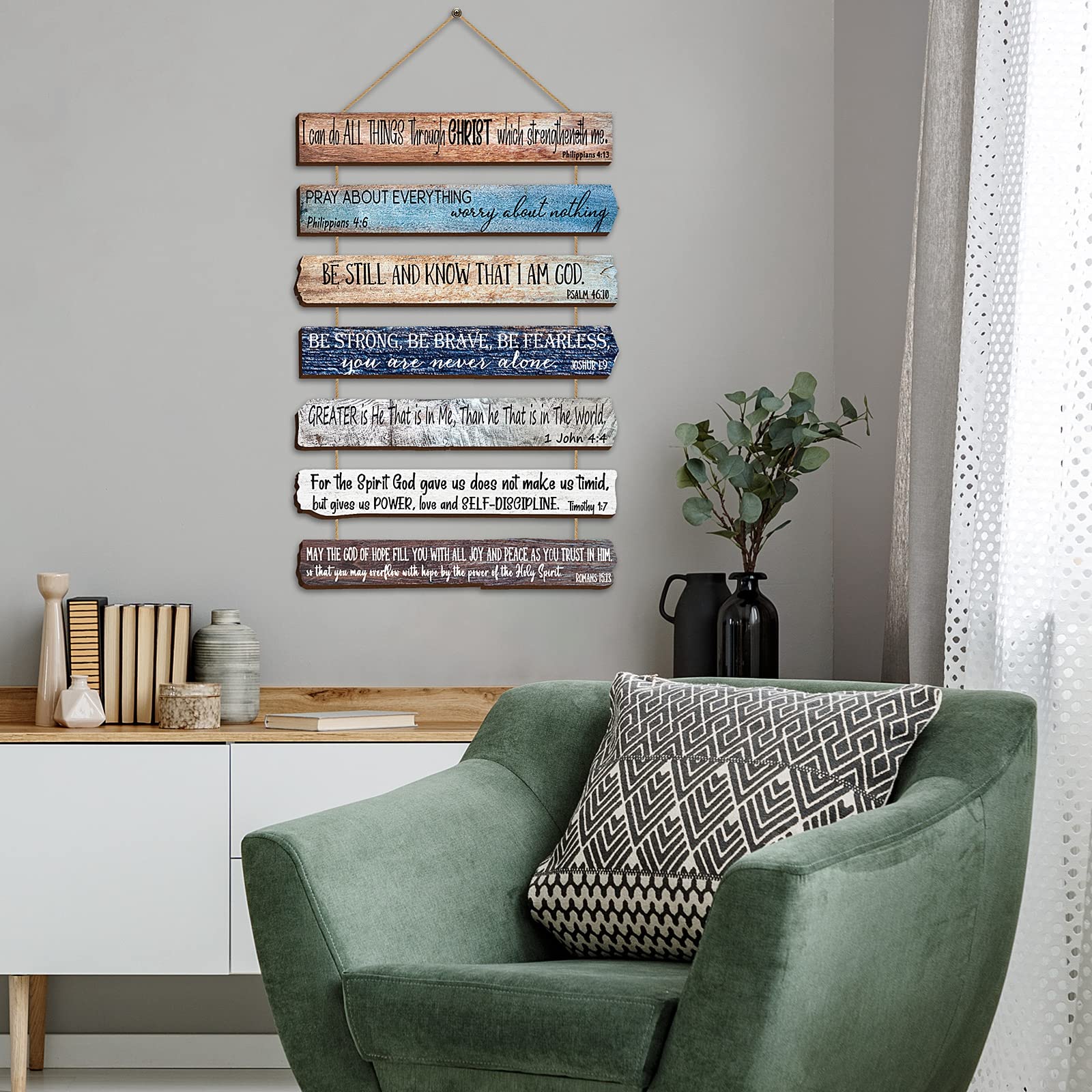 Yookeer Wooden Bible Verse Wall Art - Christian Scripture Decor for Home & Office