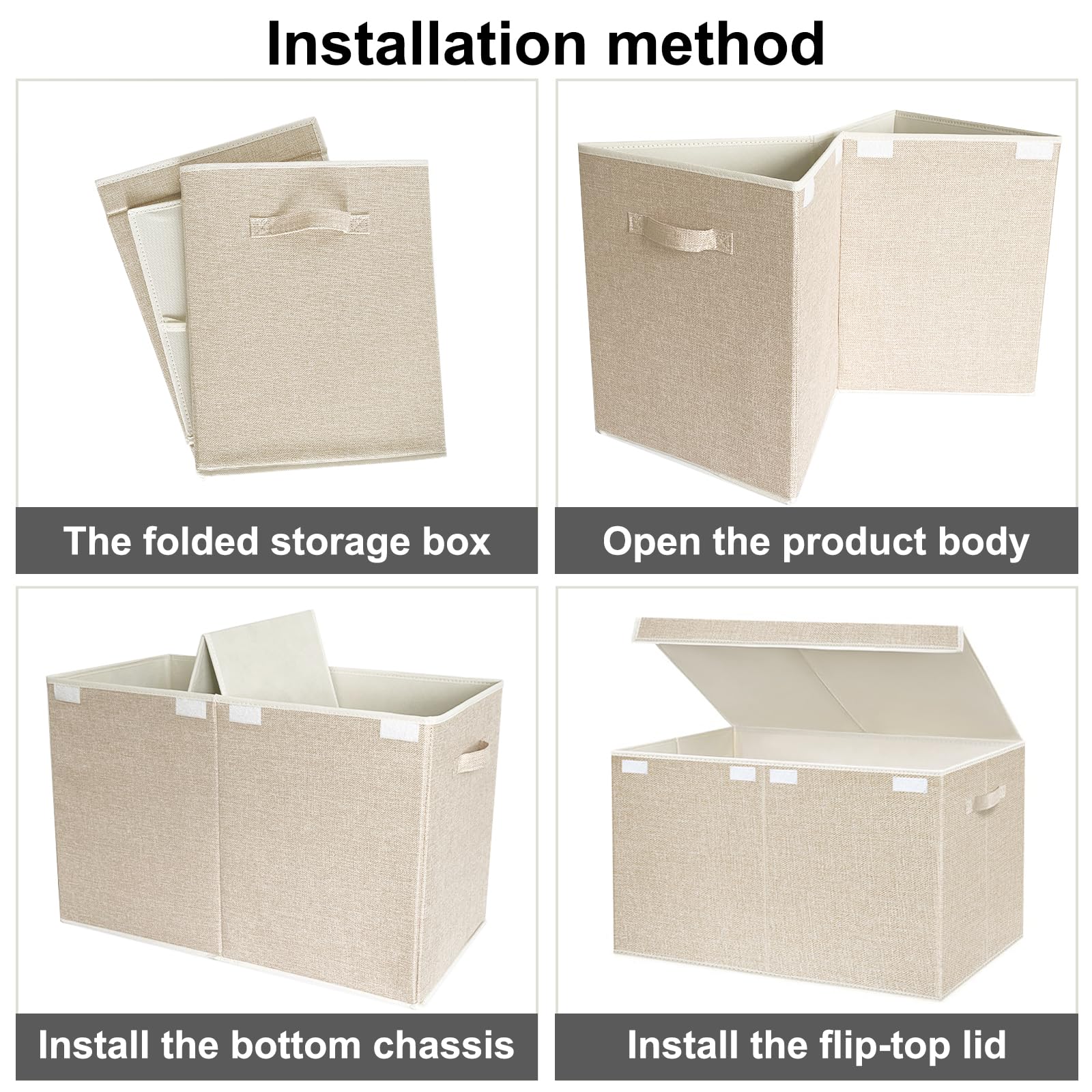 VERONLY Large Collapsible Toy Storage Box with Lid - Kids Toy Organizer Bin with Handles for Boys & Girls, Nursery, Playroom, Clothes & Blankets - Perfect for Bedroom, Living Room & Daycare Organization (Beige)
