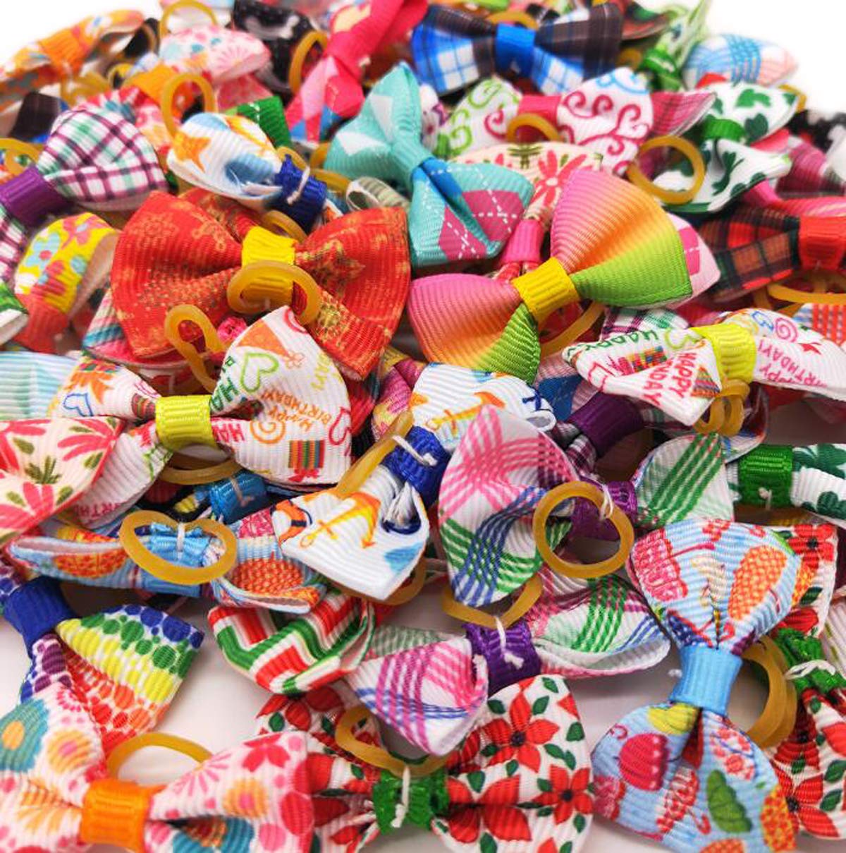 20 Pcs Plaid Dog Bows - Pet Grooming Hair Accessories for Topknot & Playtime