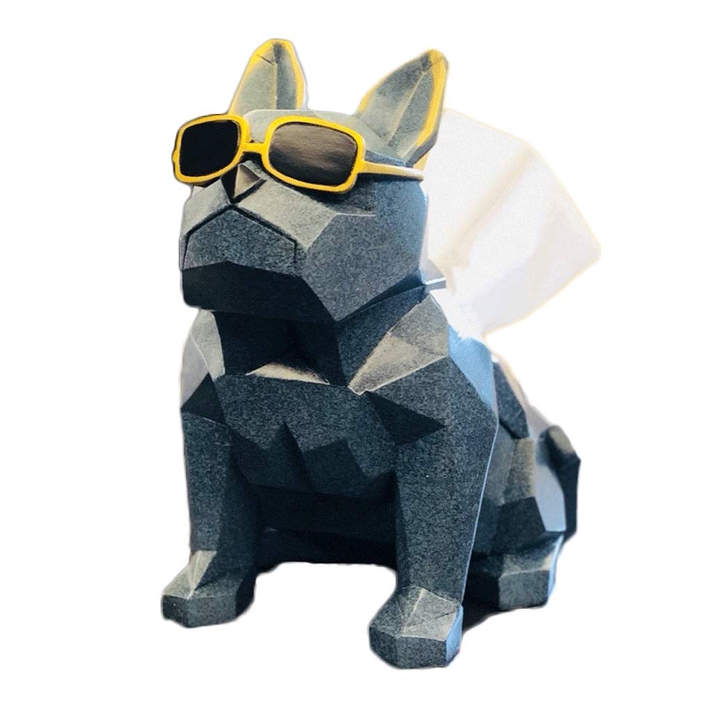SYALEO Creative Dog Tissue Box Cover - Animal-Themed Desktop Paper Storage Holder & Facial Tissue Dispenser for Home & Office Decor (Golden Blue) - Perfect for Vanity, Living Room, and Workspace Organization