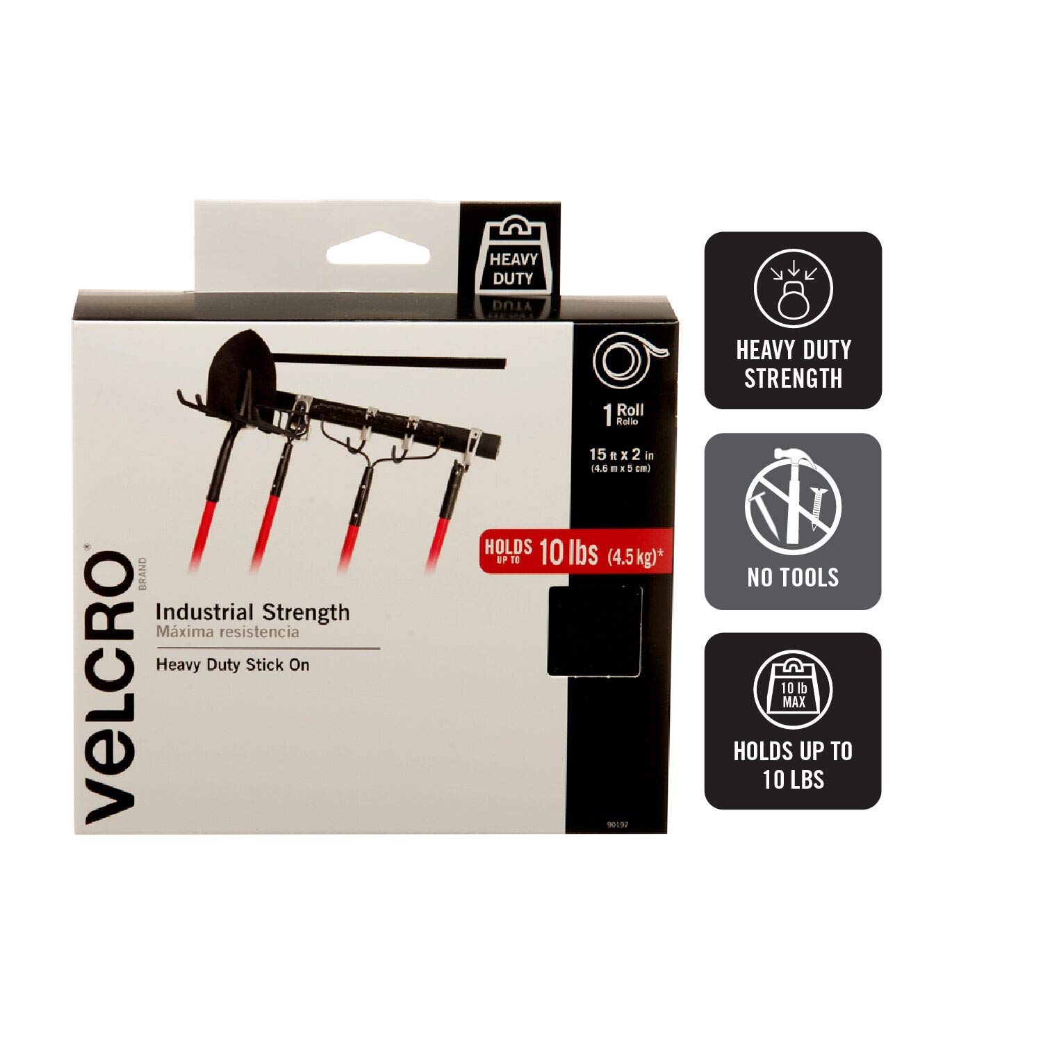 VELCRO Brand Extreme Outdoor Heavy Duty Tape - 2-Pack Industrial Strength Hook and Loop Fastener with Adhesive | Perfect for Camping Gear, Tool Organization & DIY Projects