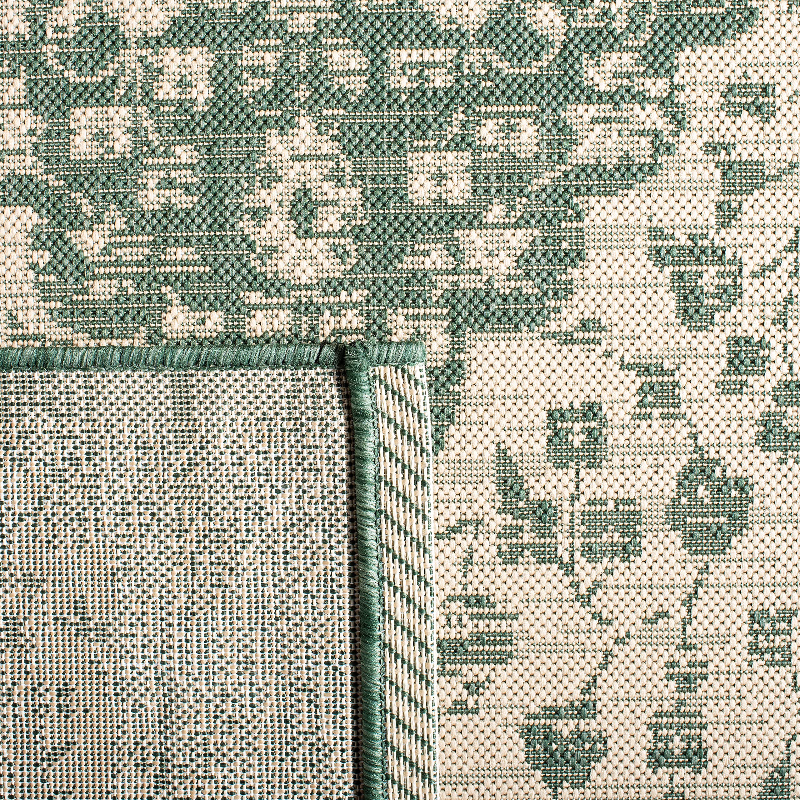 SAFAVIEH Courtyard Collection 8' x 10' Beige and Dark Green Indoor Outdoor Rug - Waterproof, Easy Clean, Non-Slip Backing for Patio, Deck, Backyard, Mudroom, Porch, and Sunroom