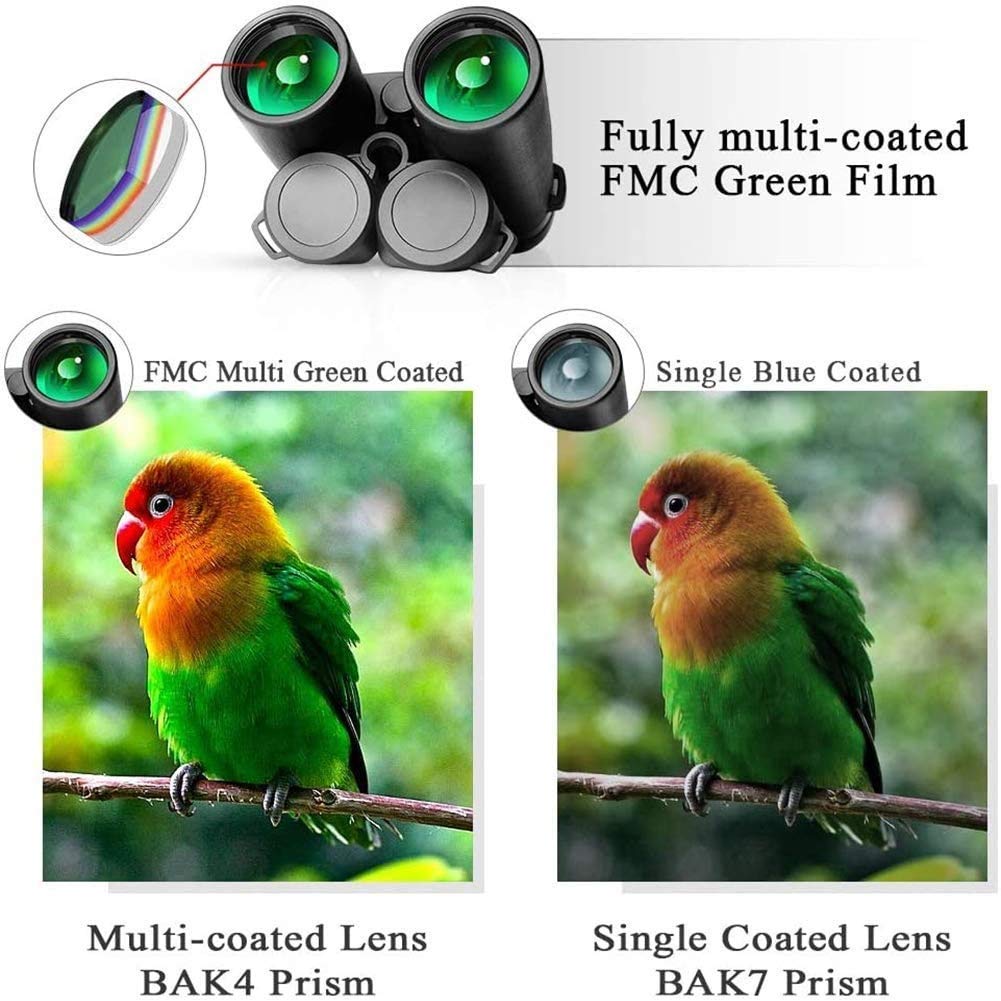 12x42 Compact Binoculars for Adults - BAK4 FMC Lens, Lightweight & Portable with Carrying Bag - Perfect for Bird Watching, Hunting, Travel, Adventure & Concerts - Ideal Gift for Outdoor Enthusiasts