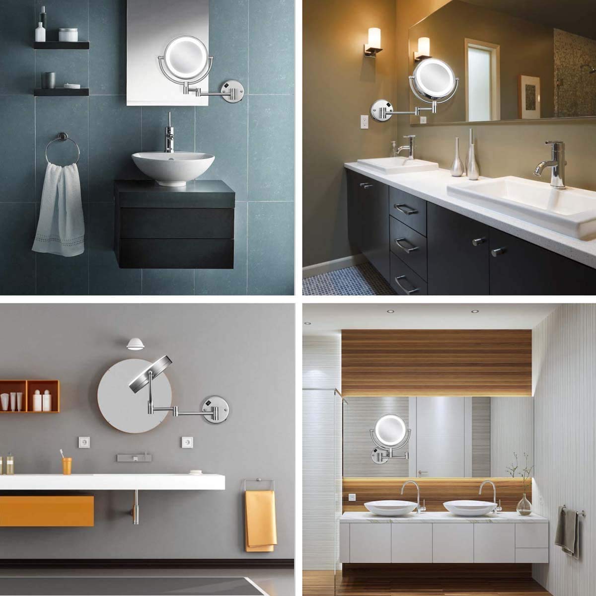 10X Magnifying Makeup Mirror with LED Lights - 8 Inch Double-Sided Wall Mounted Vanity Mirror, 360° Rotation, USB Rechargeable - Perfect for Bathroom, Bedroom, and Hotel Makeup Application