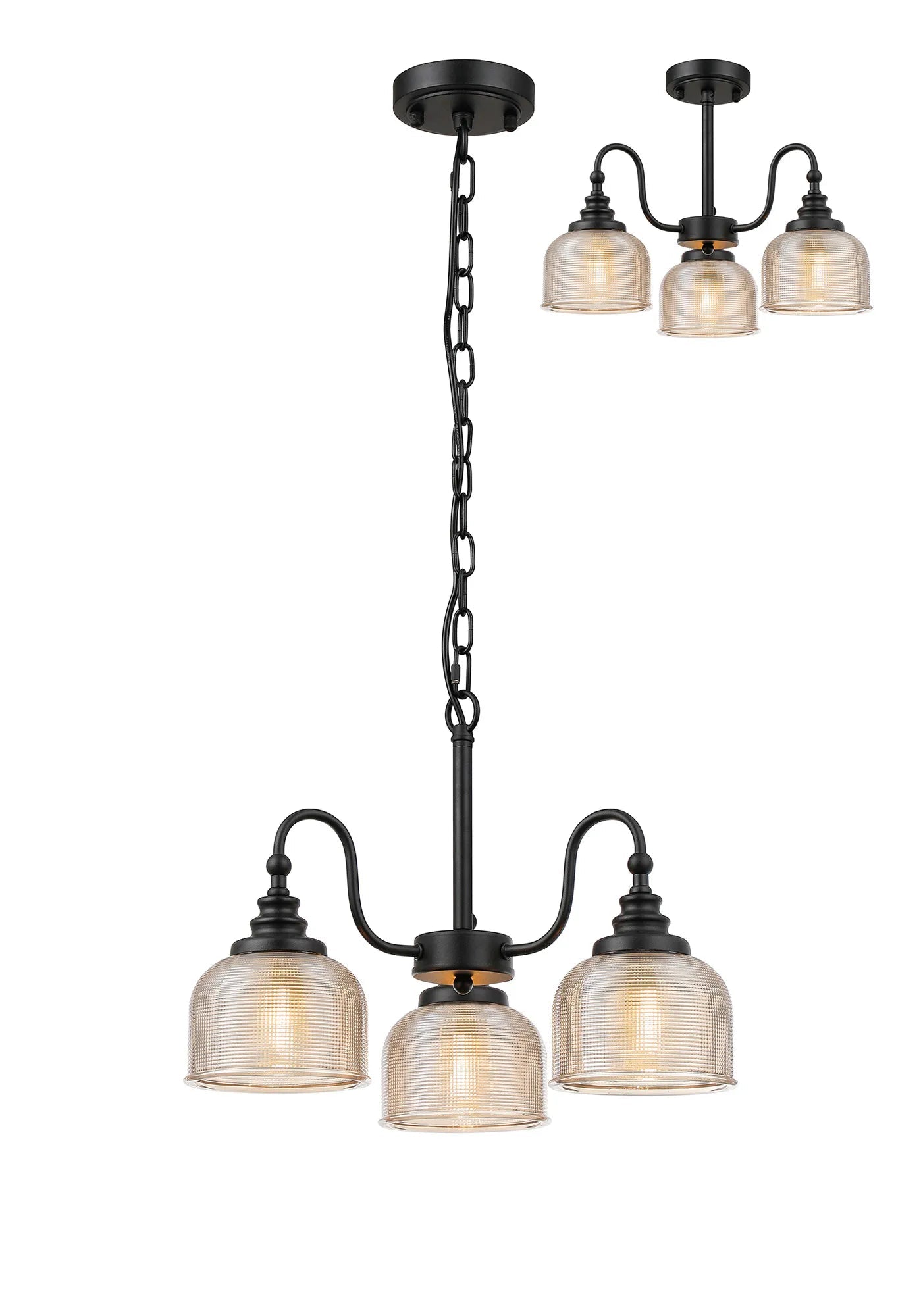 Cleron 3/5/8Lt Semi Flush Mount Pendant Light Fixture - Modern Ceiling Lighting in Multiple Colors for Living Room, Bedroom & Dining Room