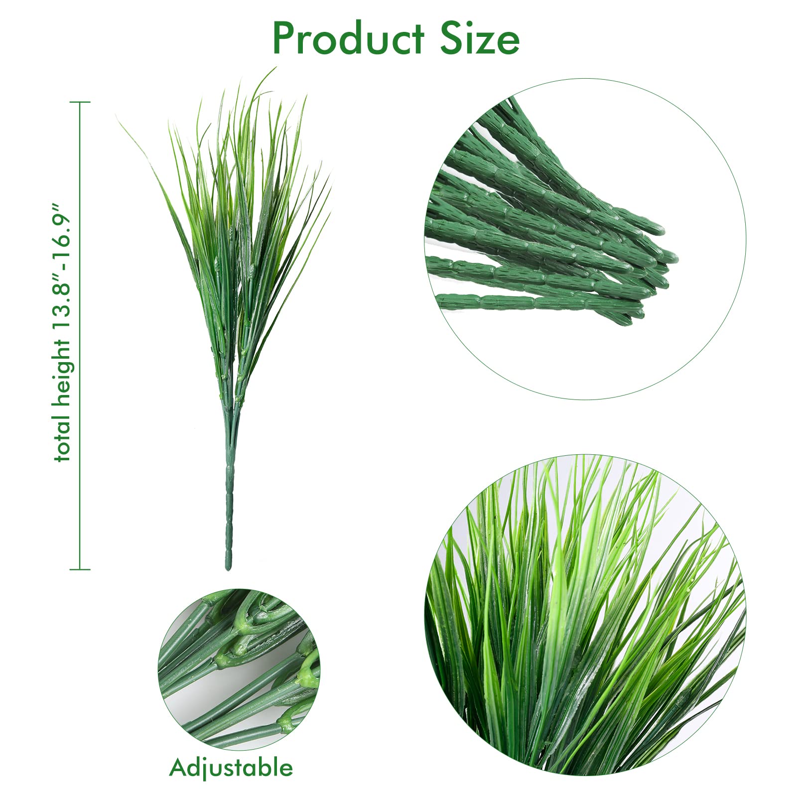 22 Bundles Artificial Grass for Outdoor & Indoor - Faux Plastic Greenery Shrubs - No Fade UV Resistant - Perfect for Garden, Porch, Window Box & Home Decor