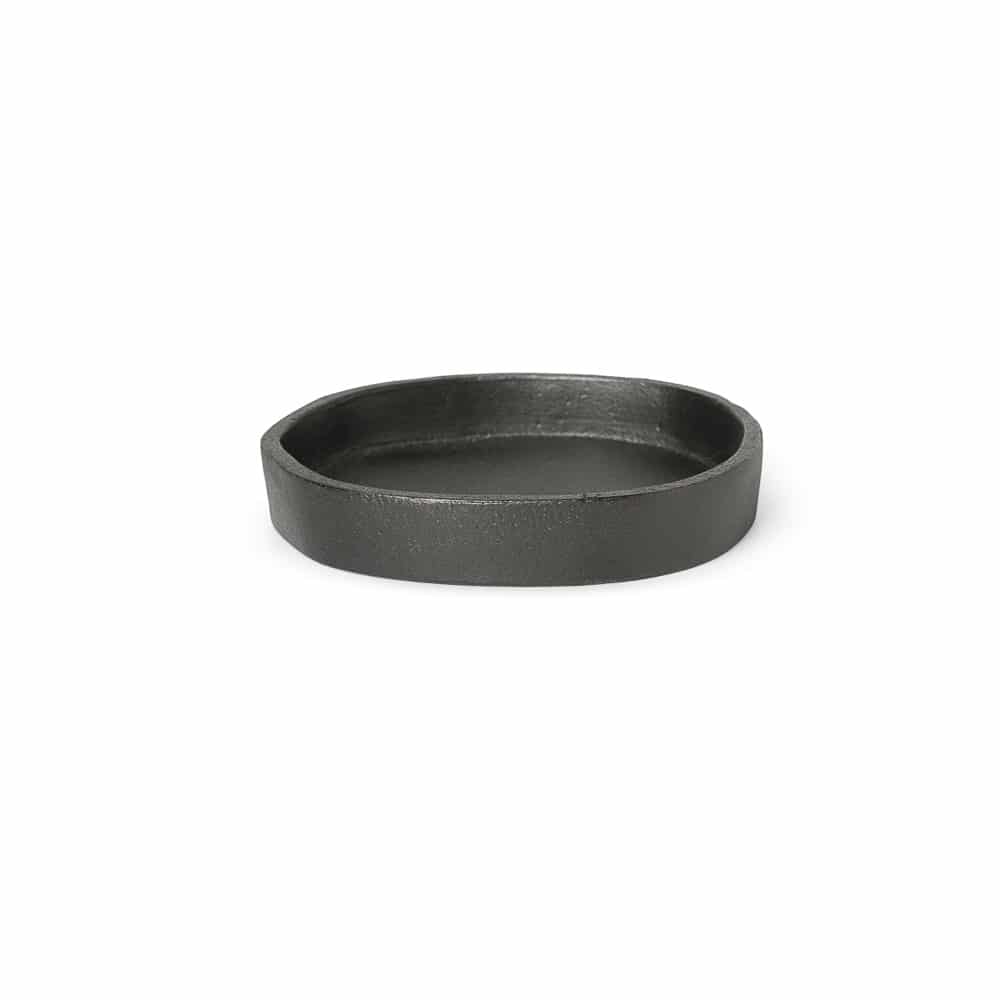 FERM LIVING Yama Round Tray - Blackened Aluminum Serving Tray for Coffee Table, Dining & Home Decor | Perfect for Entertaining, Display & Organization
