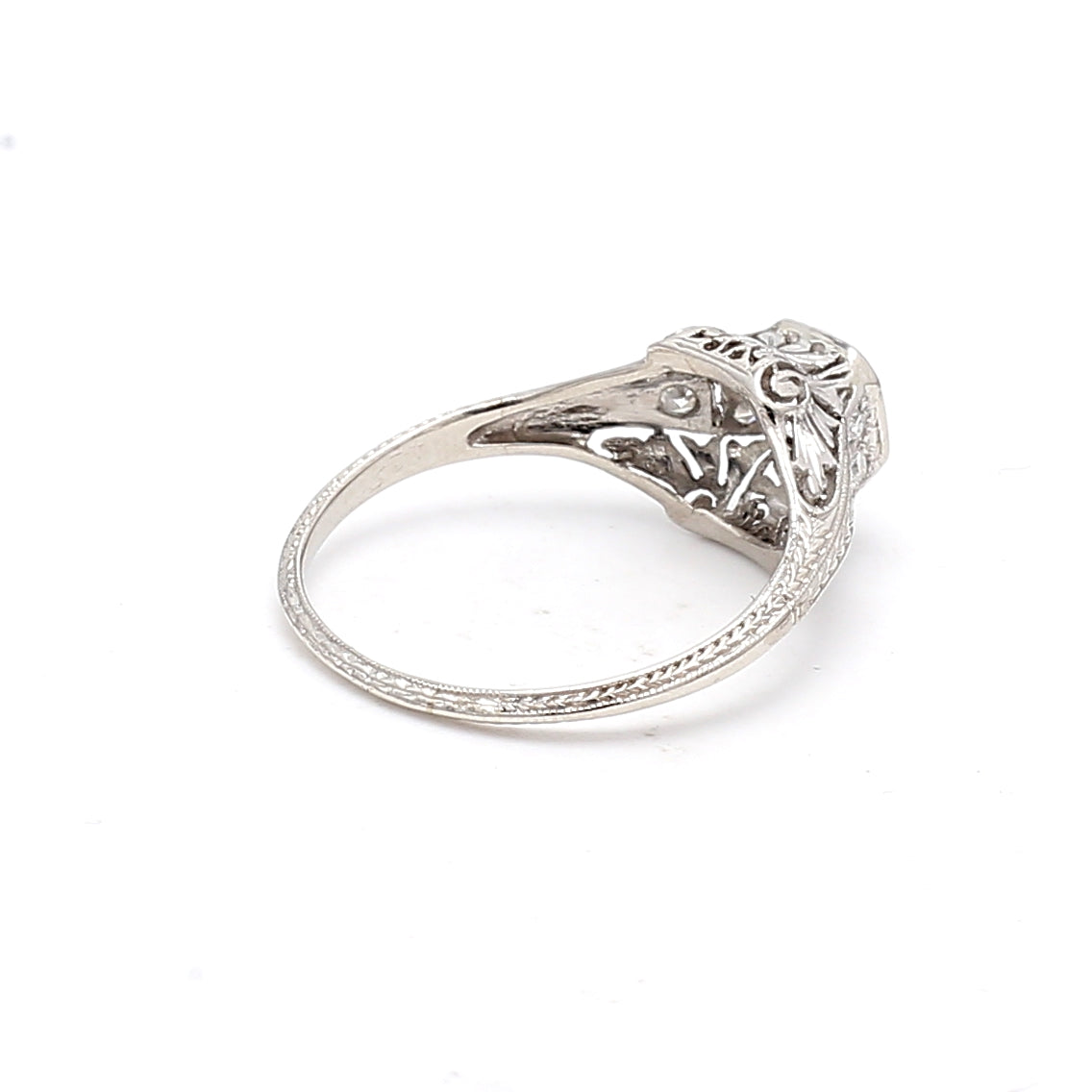 0.84 Carat Round Brilliant Cut H VS1 Diamond 14K White Gold Art Deco Engagement Ring - Perfect for Proposals, Anniversaries & Special Occasions