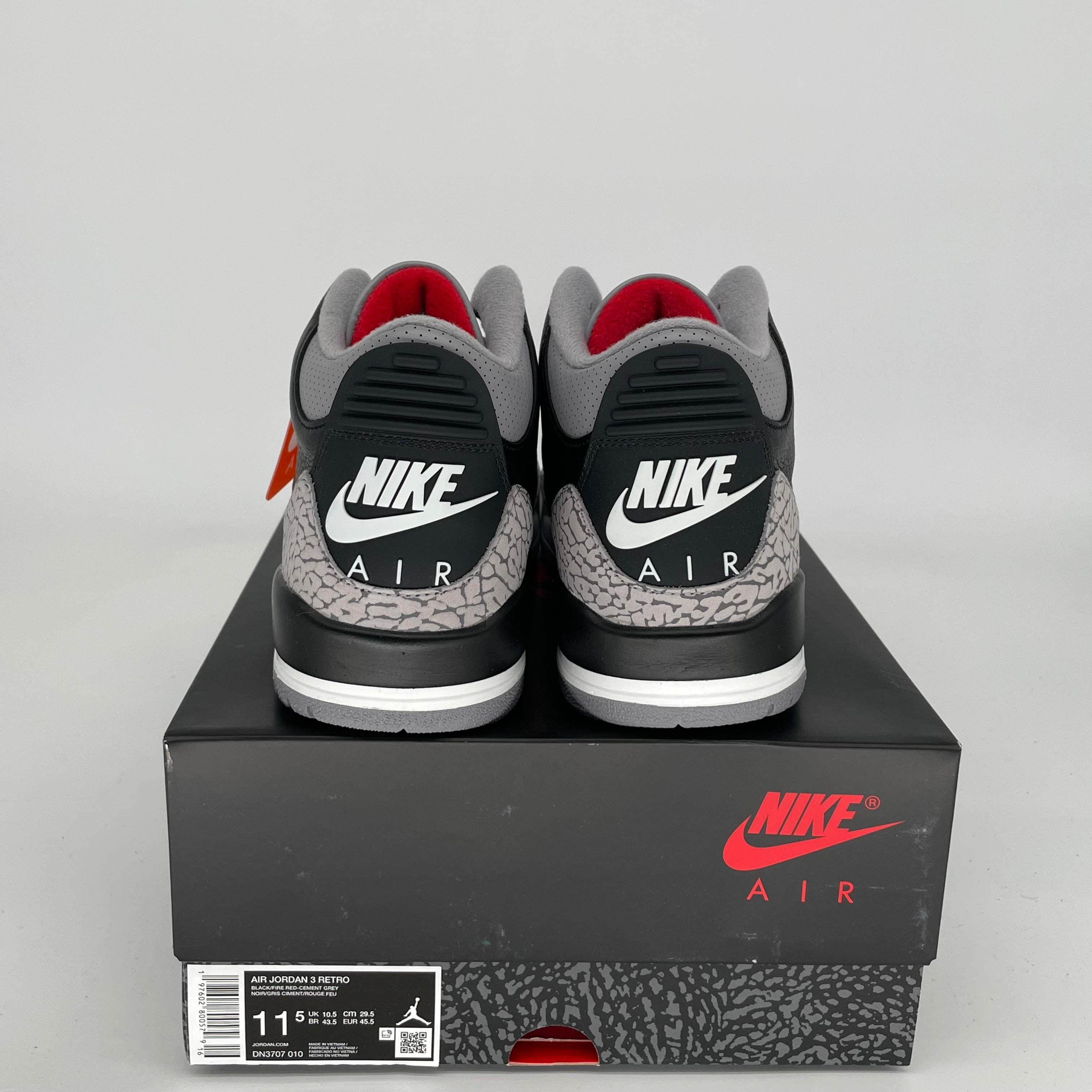 AIR JORDAN 3 Retro Black Cement Men's Basketball Shoes Size 11.5 DN3707-010 - Perfect for Streetwear, Sneaker Collecting & Casual Wear