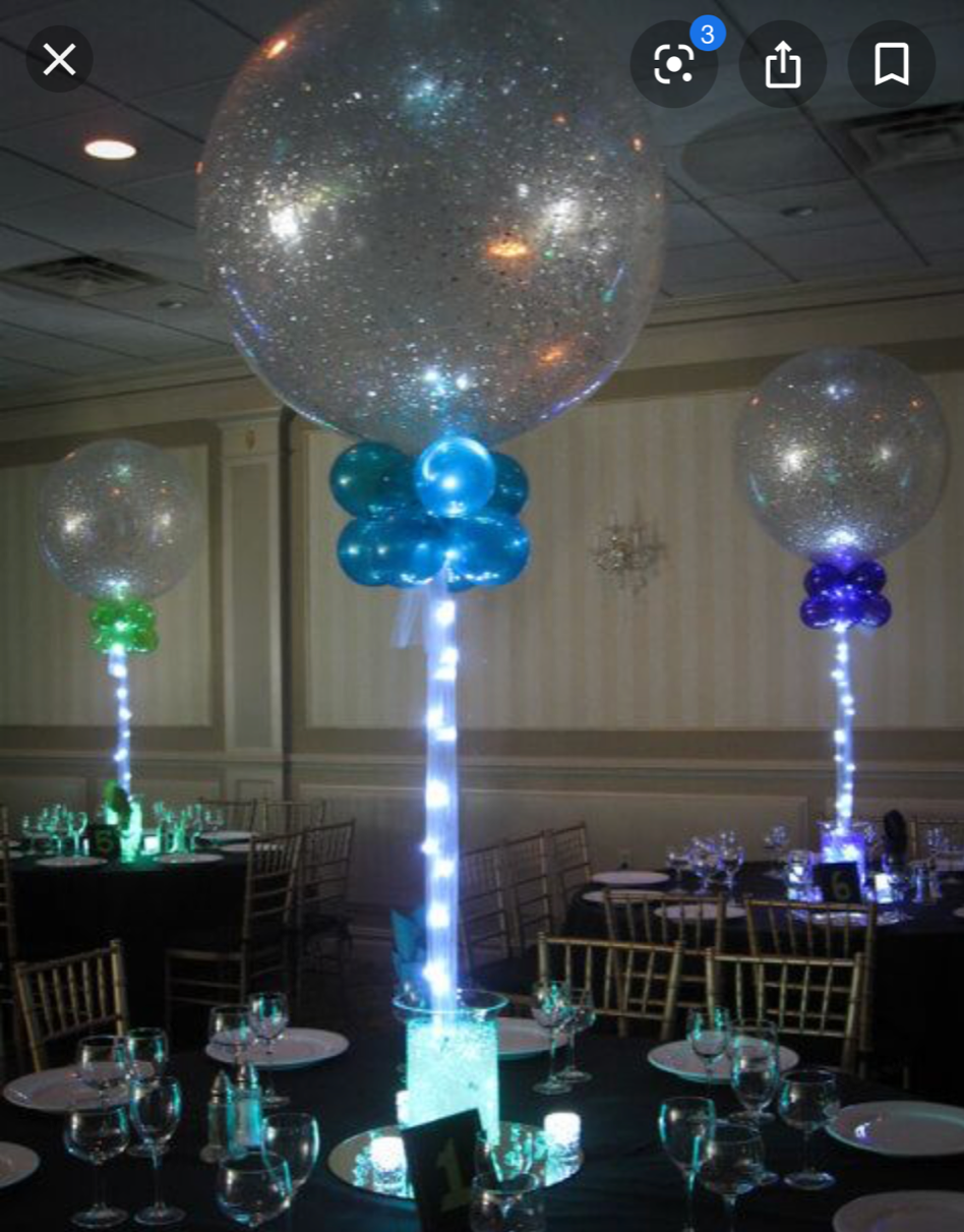 Large Sparkling Balloon Centerpiece with LED Lighted Streamers - Perfect for Birthday Parties, Weddings & Baby Showers