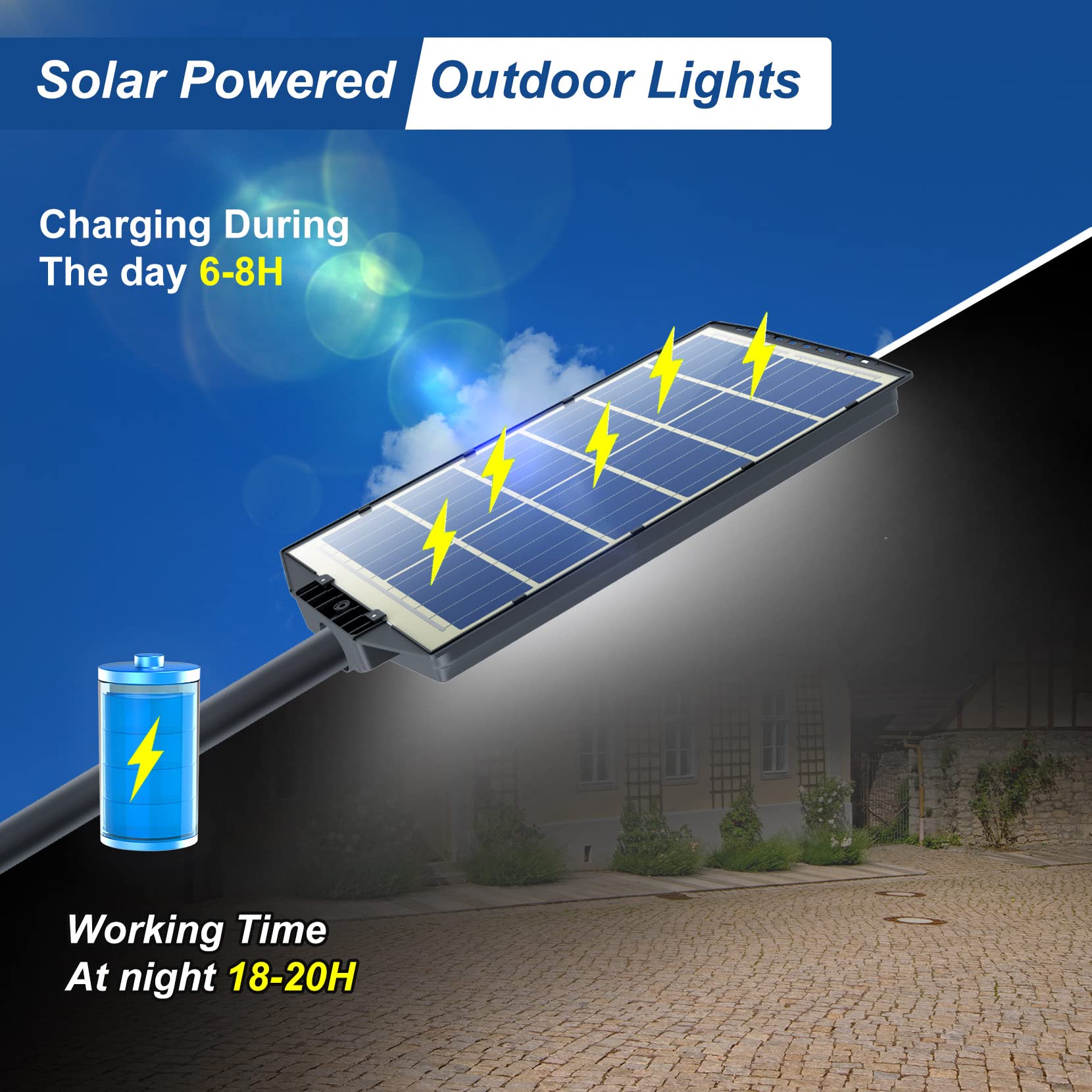 3600W Solar Street Lights Outdoor Waterproof - 6500K 80000LM LED Solar Parking Lot Lights with Dusk to Dawn Sensor, Wide Angle Motion Detection & Remote Control for Yard, Path, Driveway, Garden, and Parking Area Lighting