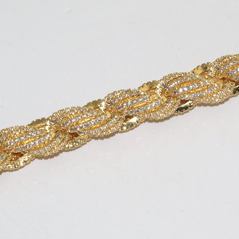 10mm Gold Iced Out Rope Chain Necklace for Men - Hip Hop Bling Jewelry, Perfect for Parties, Gifts & Everyday Wear