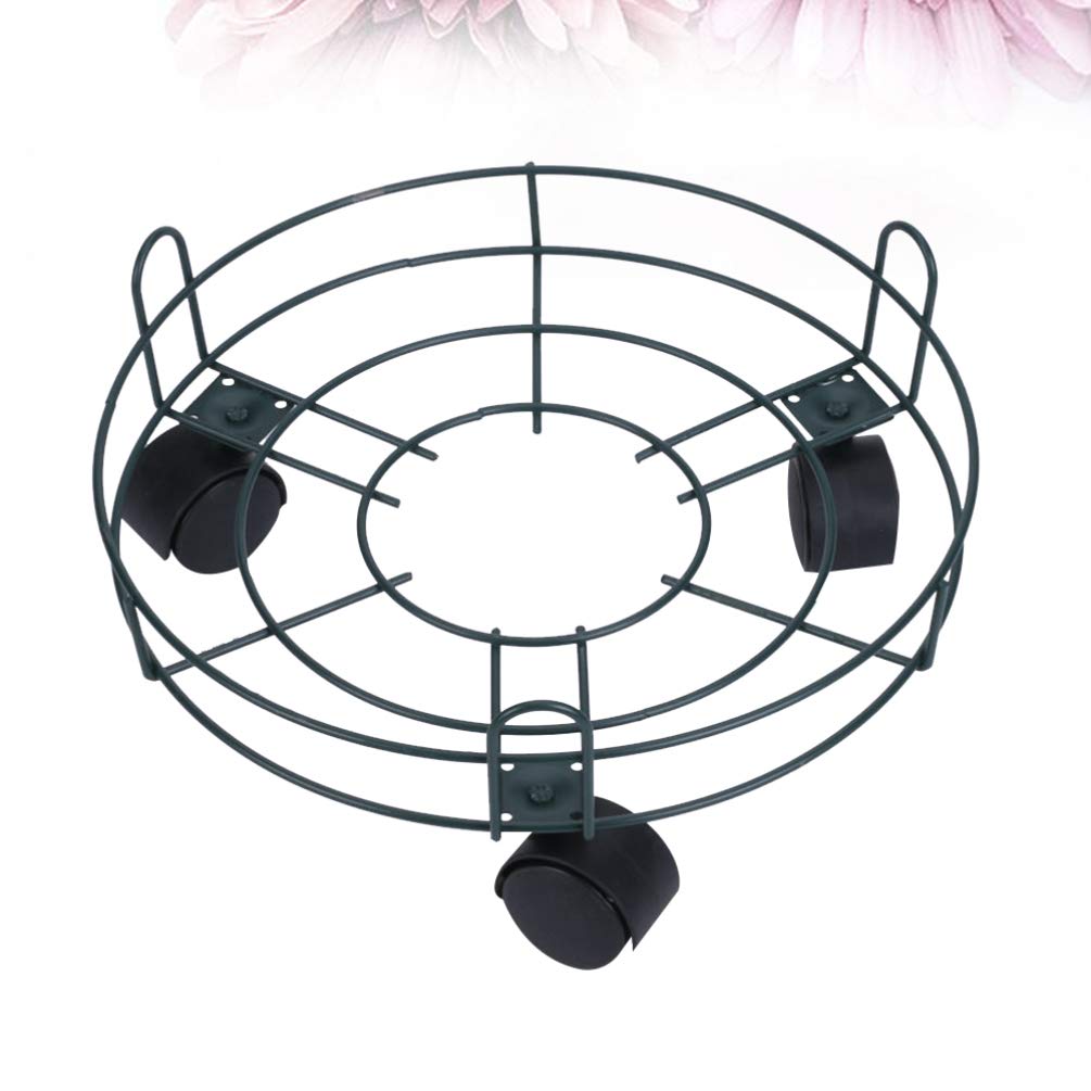 DOITOOL Heavy Duty Round Metal Plant Stand with Wheels - Large Size Flower Pot Holder for Indoor & Outdoor Garden Decor