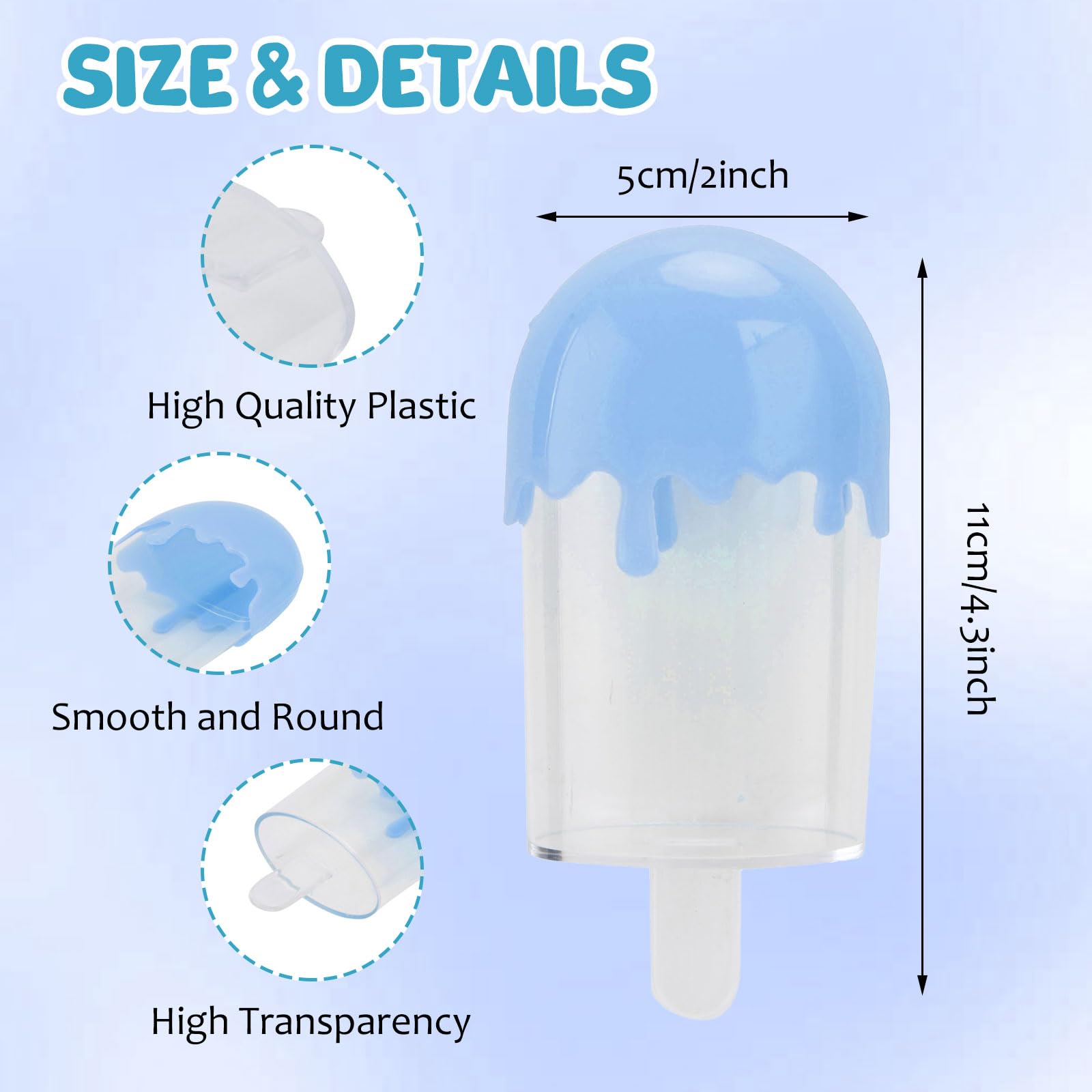 12Pcs Reusable Plastic Candy Storage Containers - Ice Cream Shaped Candy Jars for Treats, Party Favors & Wedding Supplies (4.3x2.0in, Blue) | Perfect for Birthday Parties, Baby Showers & Holiday Gift Packaging