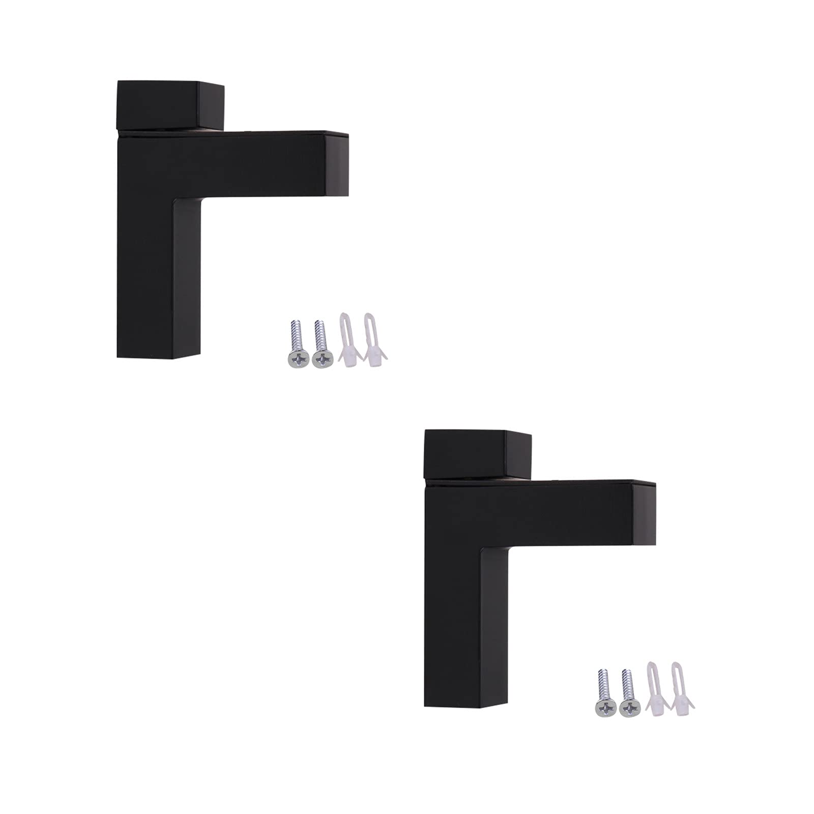 Adjustable Shelf Bracket 2PCS - Wall Mount for Glass & Wood Shelves - Laundry & Home Storage (Black)