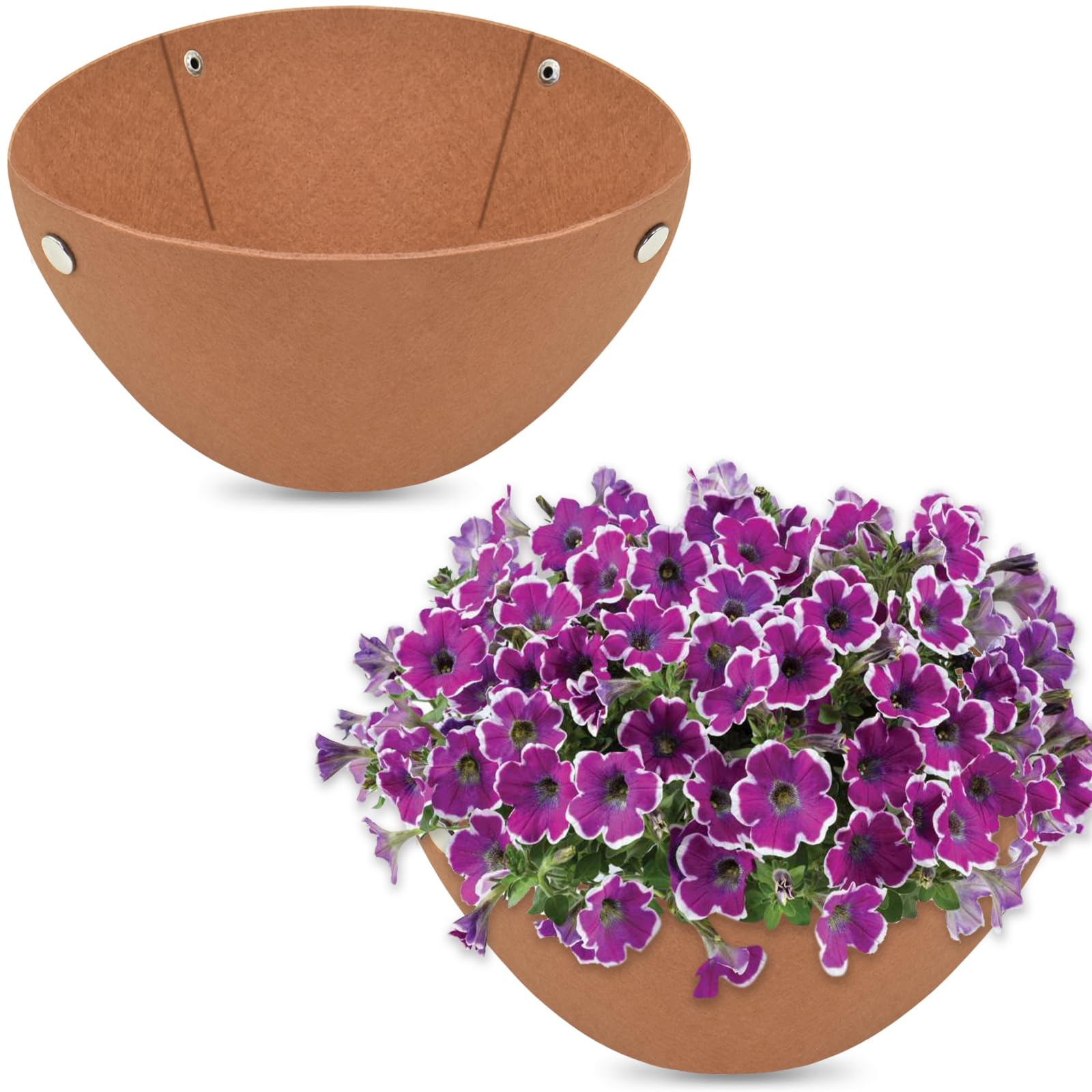 10 Inch Felt Hanging Basket Liners (2 Pack) - Round Fabric Planter Basket Liner for Flowers & Plants - Eco-Friendly Coco Liner Alternative - Bird Nesting Prevention - Perfect for Indoor/Outdoor Hanging Baskets, Balconies & Garden Decor